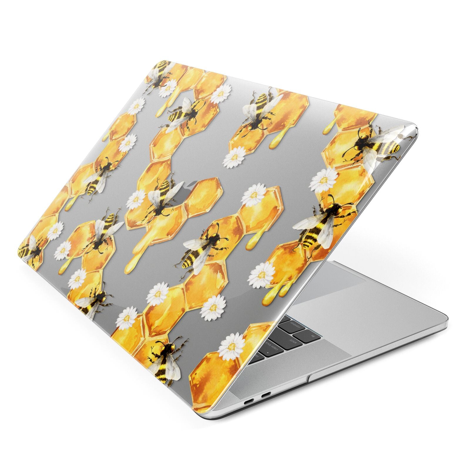 Honeycomb with Bees and Daisies Apple MacBook Case Side View