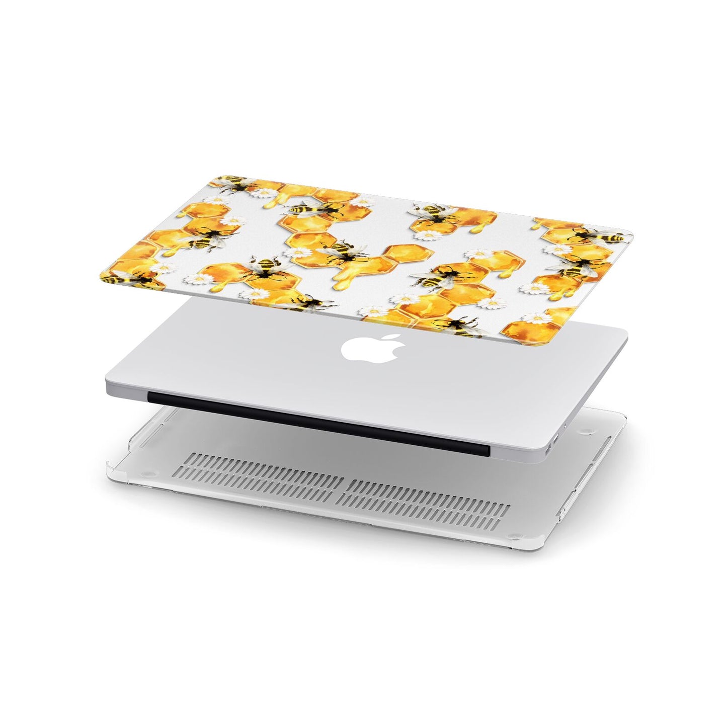 Honeycomb with Bees and Daisies Apple MacBook Case in Detail