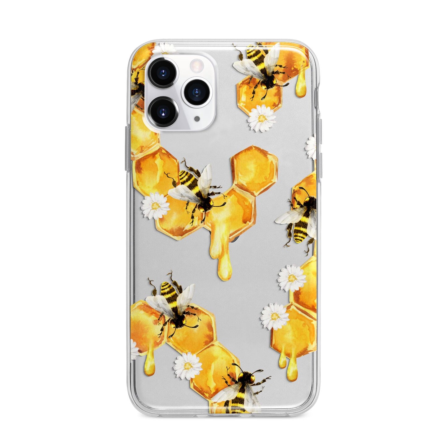 Honeycomb with Bees and Daisies Apple iPhone 11 Pro Max in Silver with Bumper Case