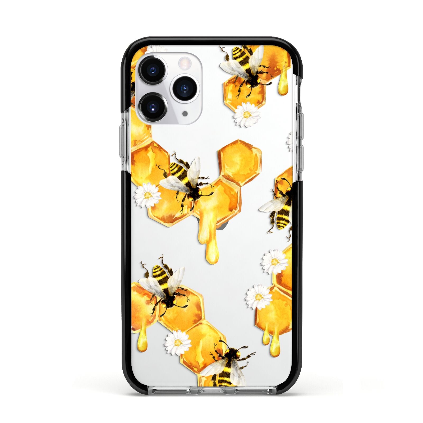 Honeycomb with Bees and Daisies Apple iPhone 11 Pro in Silver with Black Impact Case