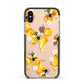 Honeycomb with Bees and Daisies Apple iPhone Xs Impact Case Black Edge on Gold Phone