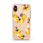 Honeycomb with Bees and Daisies Apple iPhone Xs Impact Case Pink Edge on Gold Phone