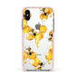 Honeycomb with Bees and Daisies Apple iPhone Xs Impact Case Pink Edge on Silver Phone