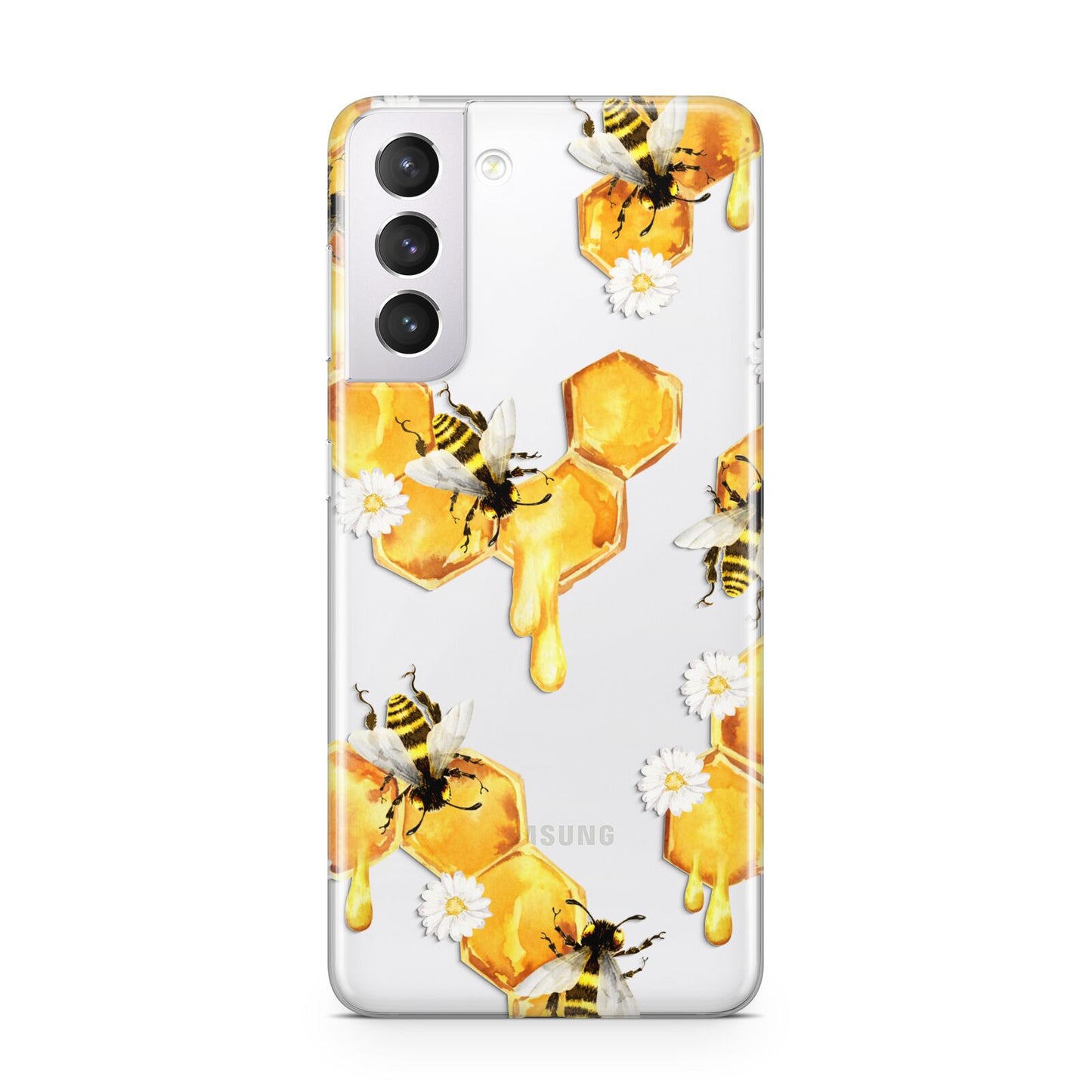 Honeycomb with Bees and Daisies Samsung S21 Case