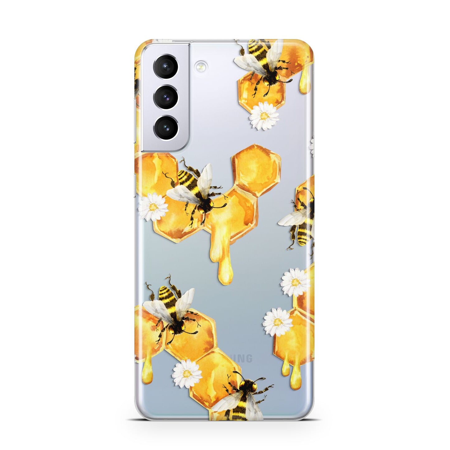 Honeycomb with Bees and Daisies Samsung S21 Plus Case