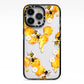 Honeycomb with Bees and Daisies iPhone 13 Pro Black Impact Case on Silver phone