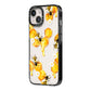 Honeycomb with Bees and Daisies iPhone 14 Black Impact Case Side Angle on Silver phone