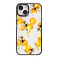 Honeycomb with Bees and Daisies iPhone 14 Black Impact Case on Silver phone