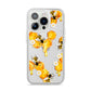 Honeycomb with Bees and Daisies iPhone 14 Pro Clear Tough Case Silver