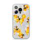 Honeycomb with Bees and Daisies iPhone 14 Pro Glitter Tough Case Silver