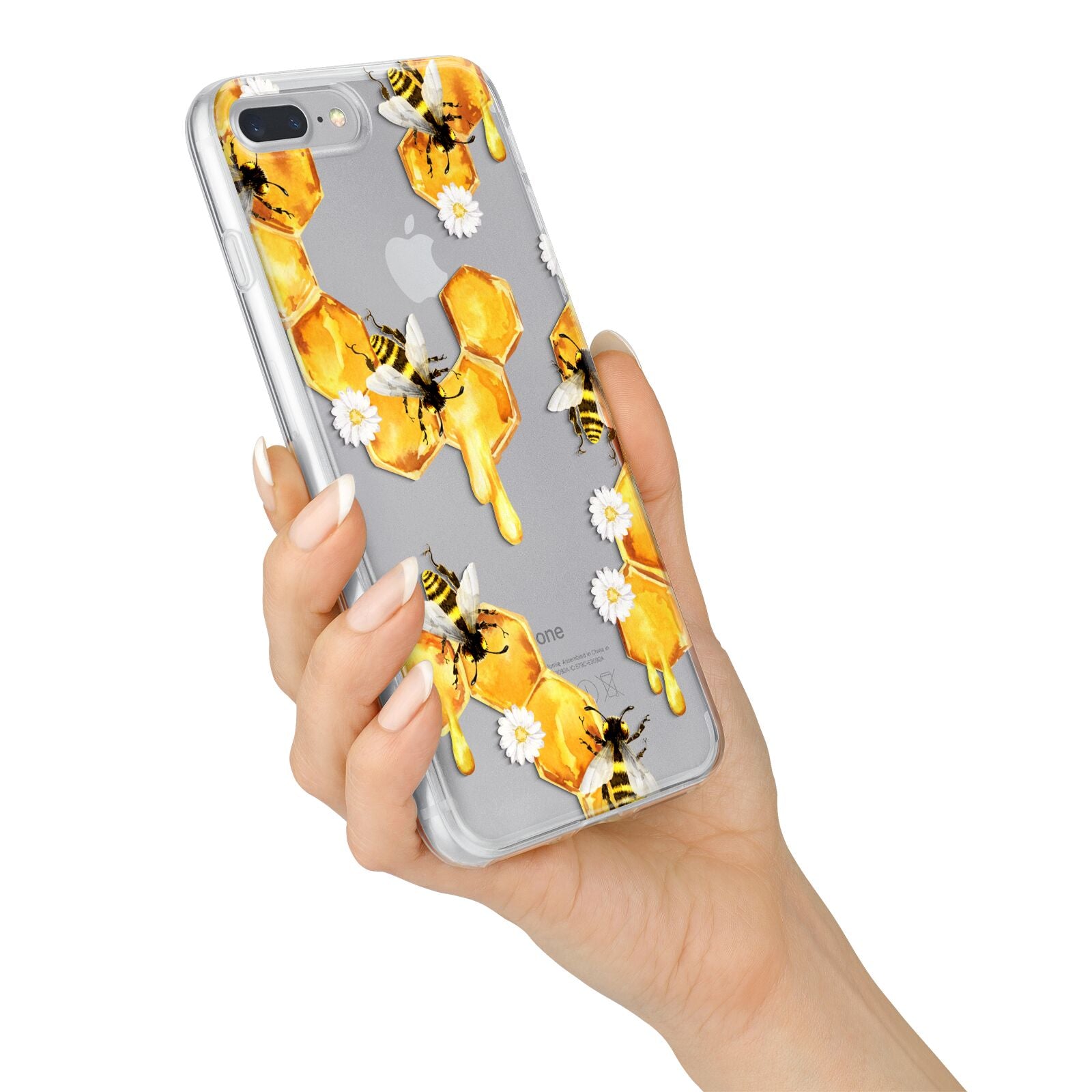 Honeycomb with Bees and Daisies iPhone 7 Plus Bumper Case on Silver iPhone Alternative Image