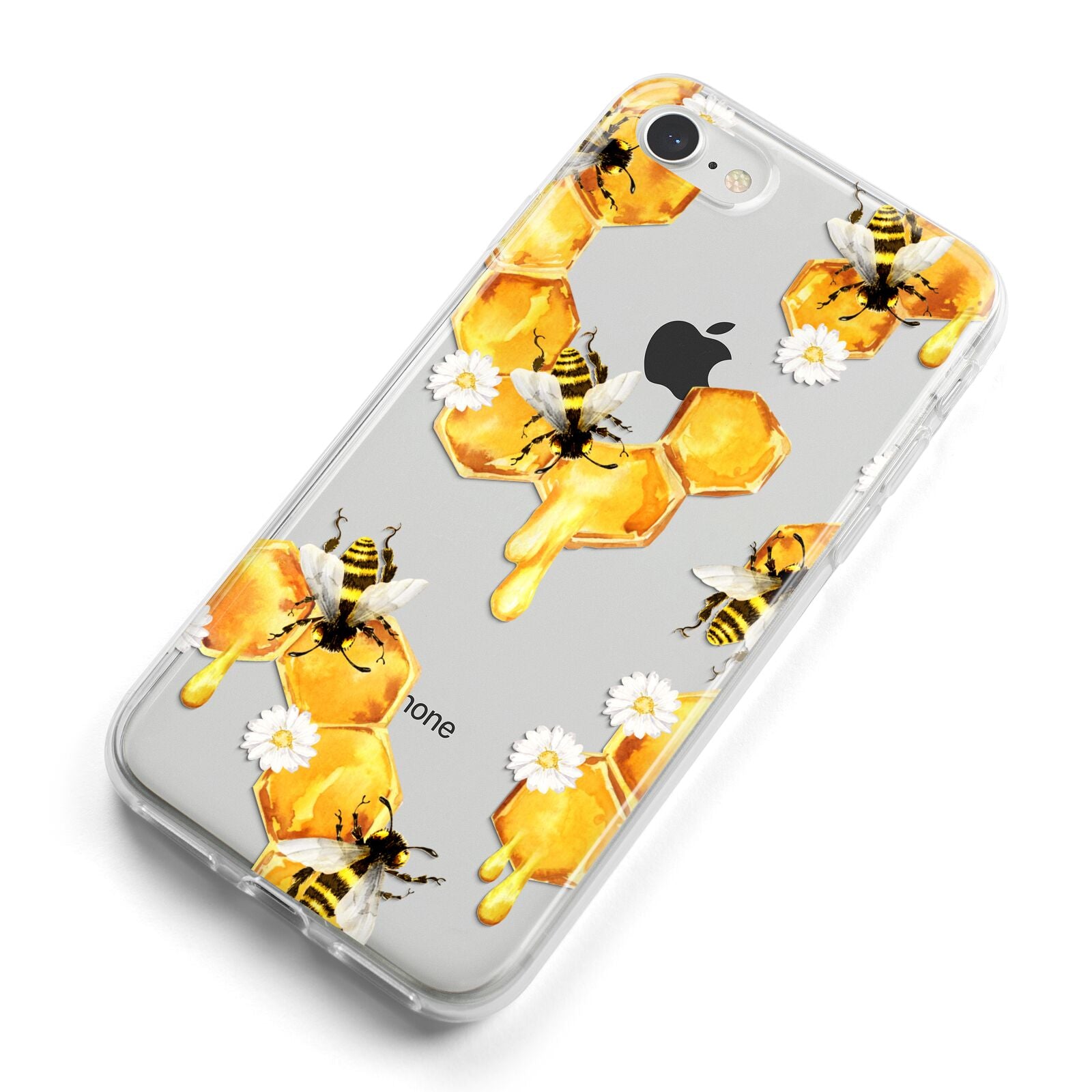 Honeycomb with Bees and Daisies iPhone 8 Bumper Case on Silver iPhone Alternative Image