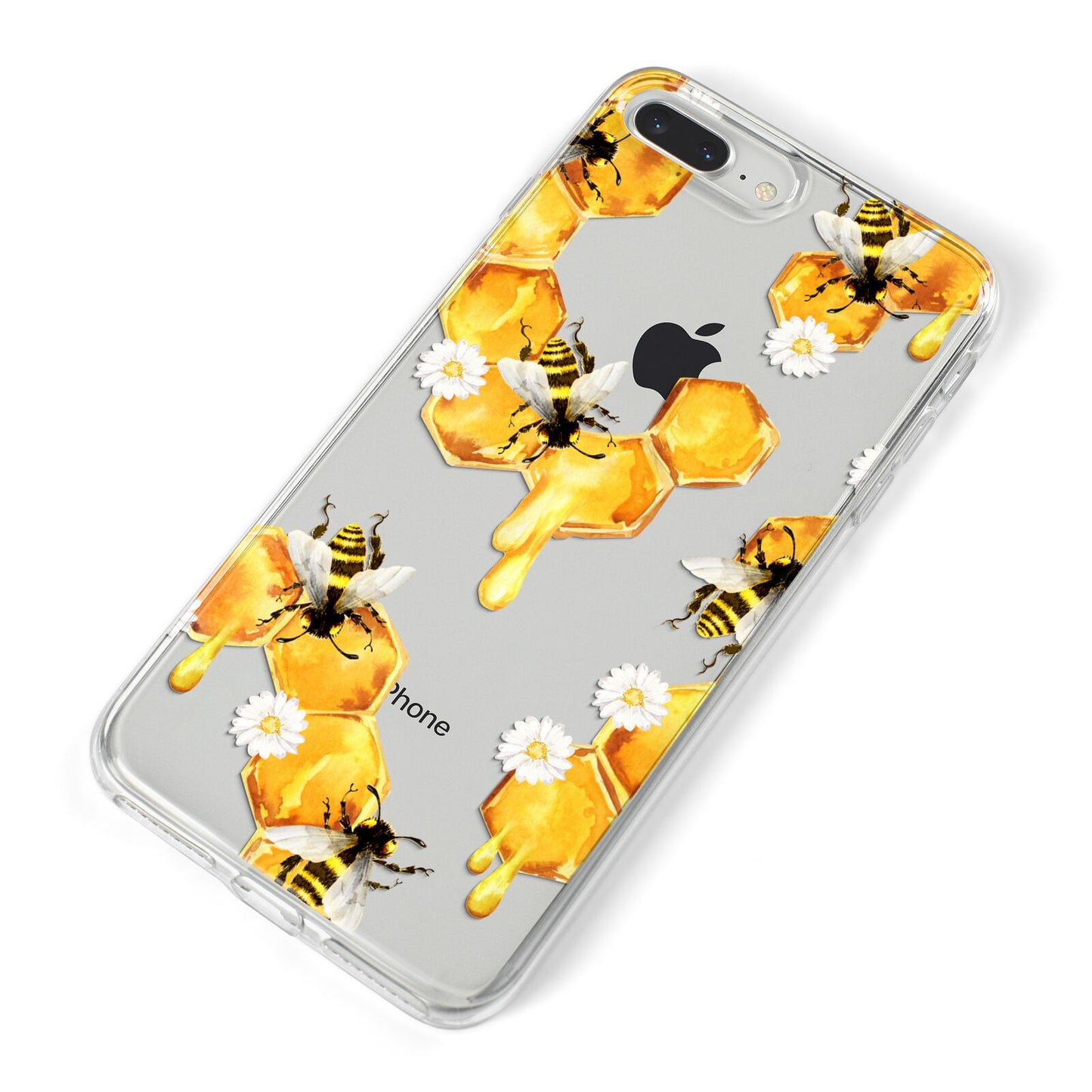 Honeycomb with Bees and Daisies iPhone 8 Plus Bumper Case on Silver iPhone Alternative Image