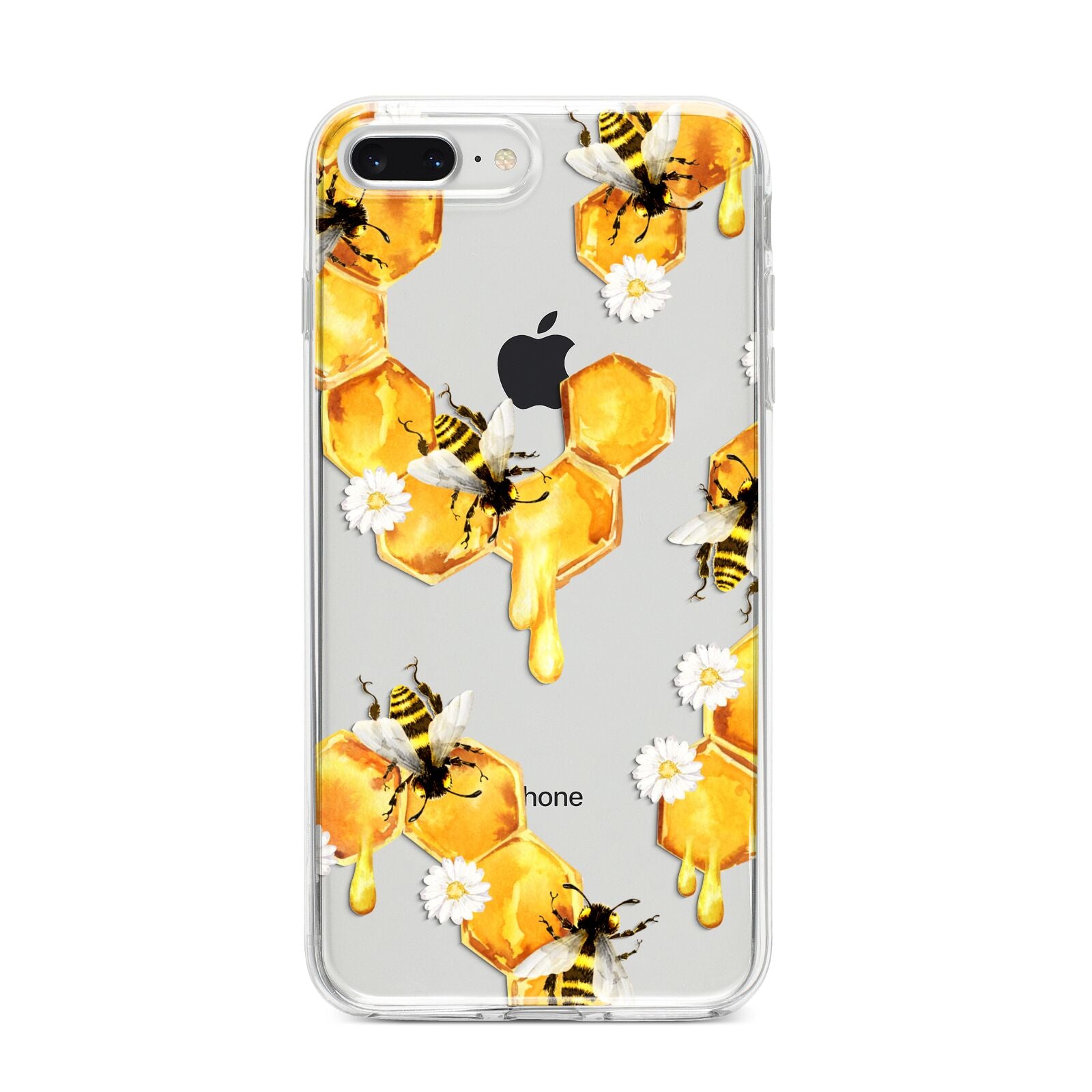 Honeycomb with Bees and Daisies iPhone 8 Plus Bumper Case on Silver iPhone