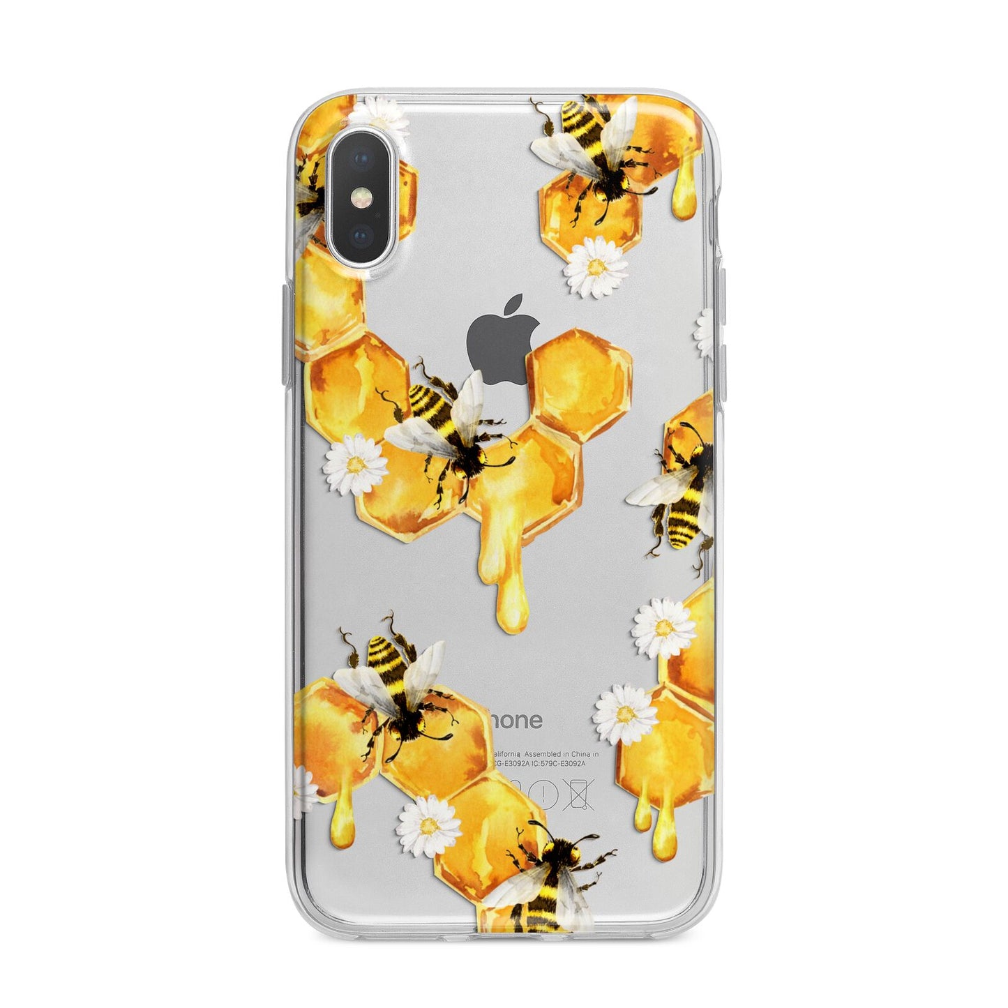 Honeycomb with Bees and Daisies iPhone X Bumper Case on Silver iPhone Alternative Image 1