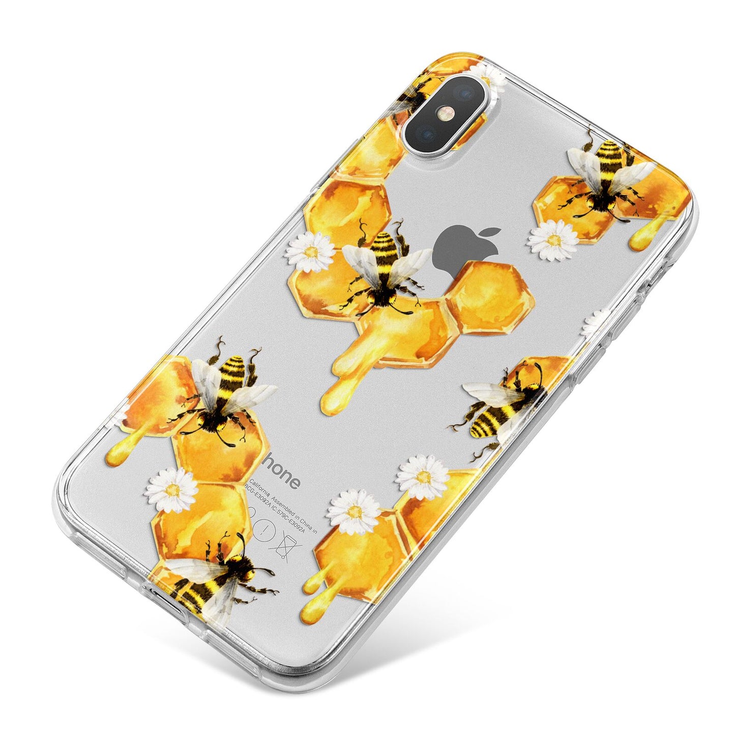 Honeycomb with Bees and Daisies iPhone X Bumper Case on Silver iPhone