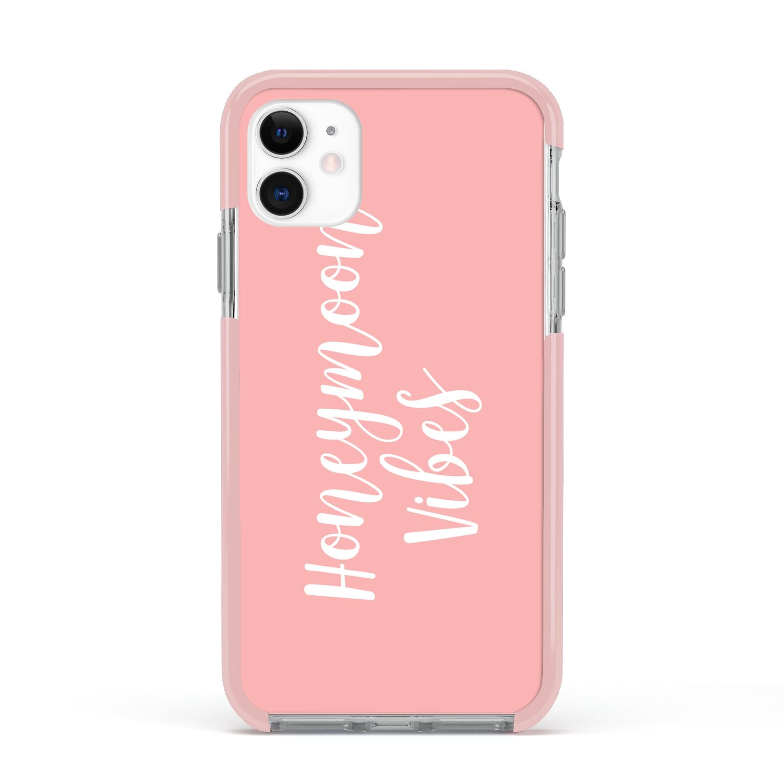 Honeymoon Vibes Apple iPhone 11 in White with Pink Impact Case