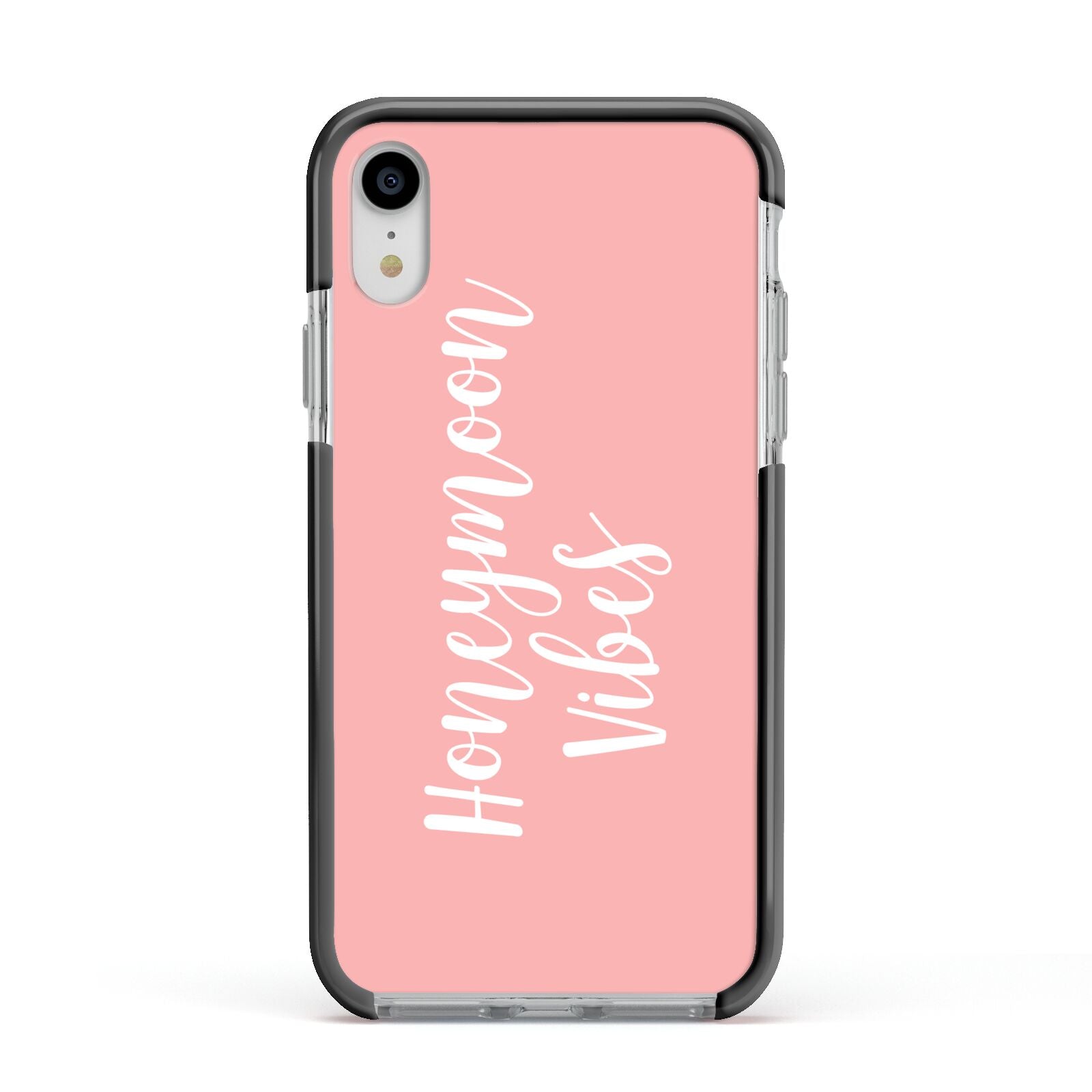 Honeymoon Vibes Apple iPhone XR Impact Case Black Edge on Silver Phone