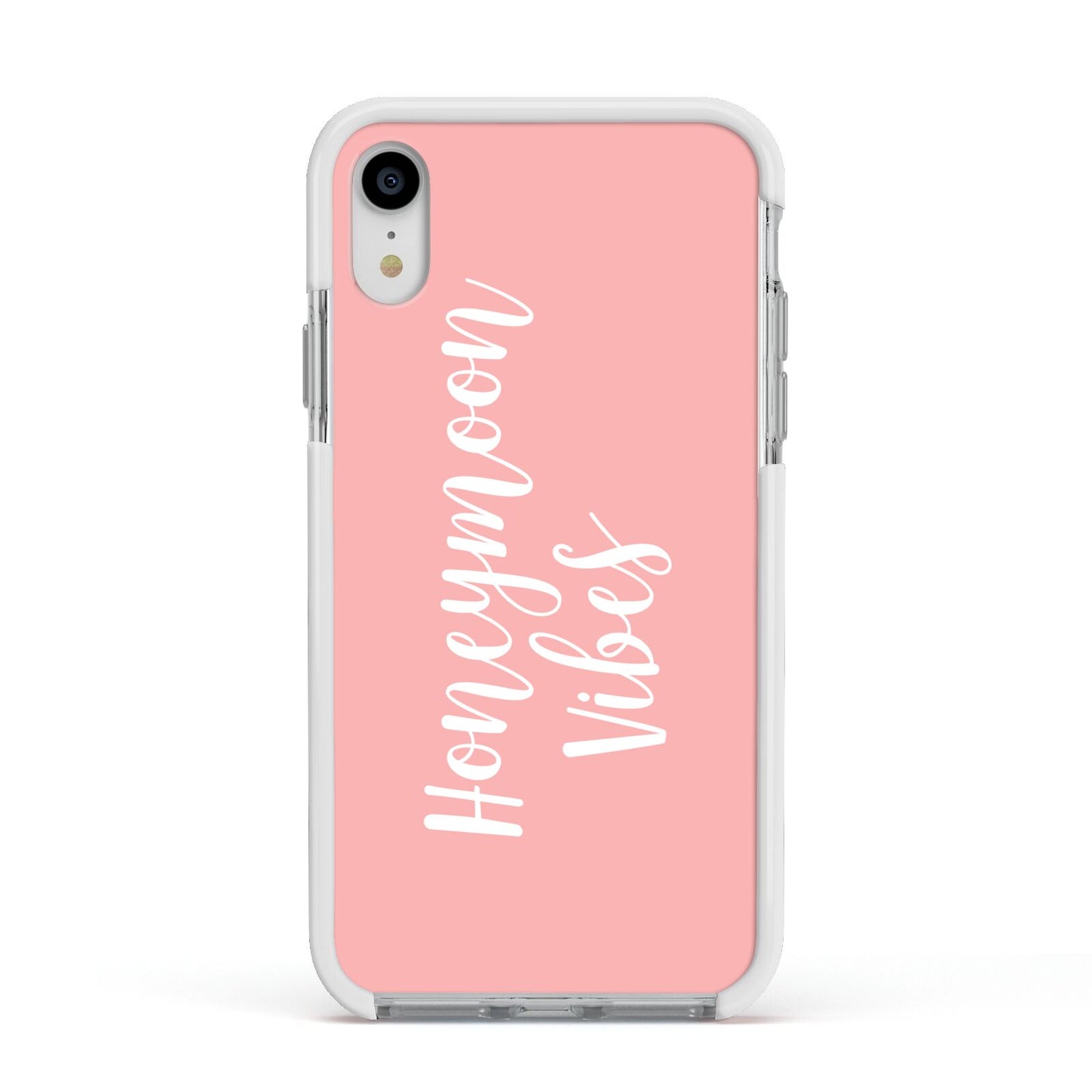 Honeymoon Vibes Apple iPhone XR Impact Case White Edge on Silver Phone