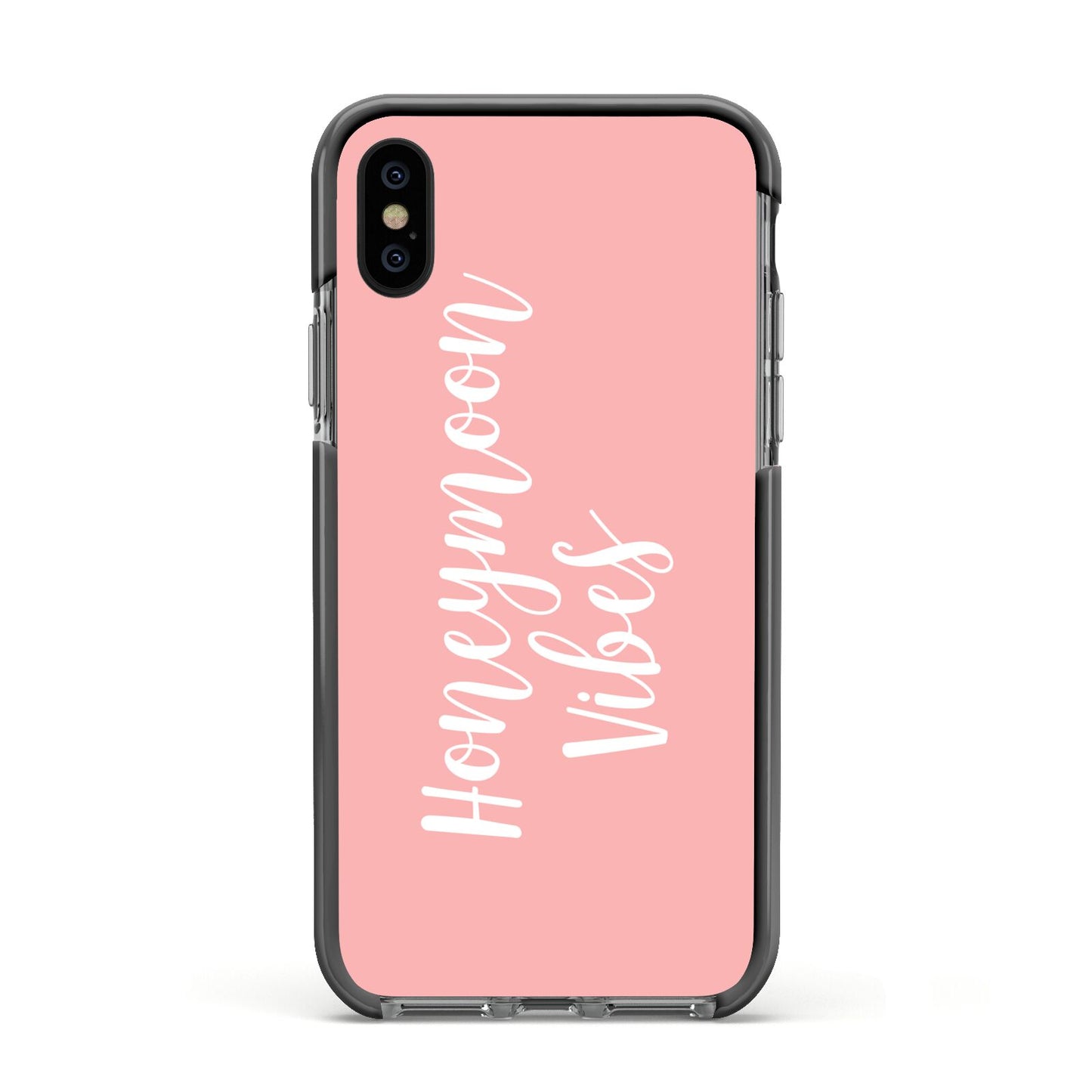 Honeymoon Vibes Apple iPhone Xs Impact Case Black Edge on Black Phone