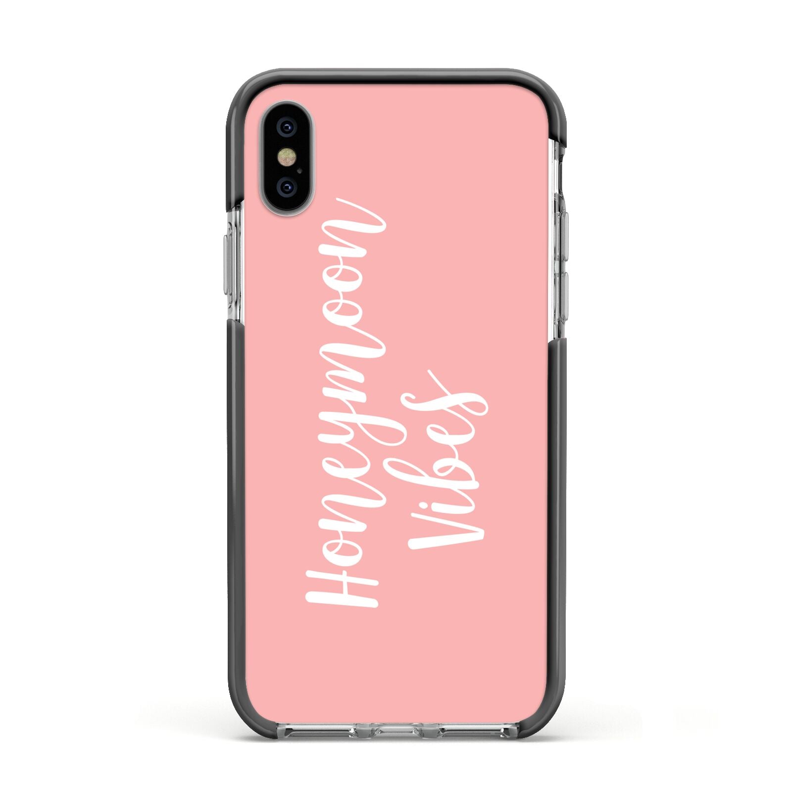 Honeymoon Vibes Apple iPhone Xs Impact Case Black Edge on Silver Phone