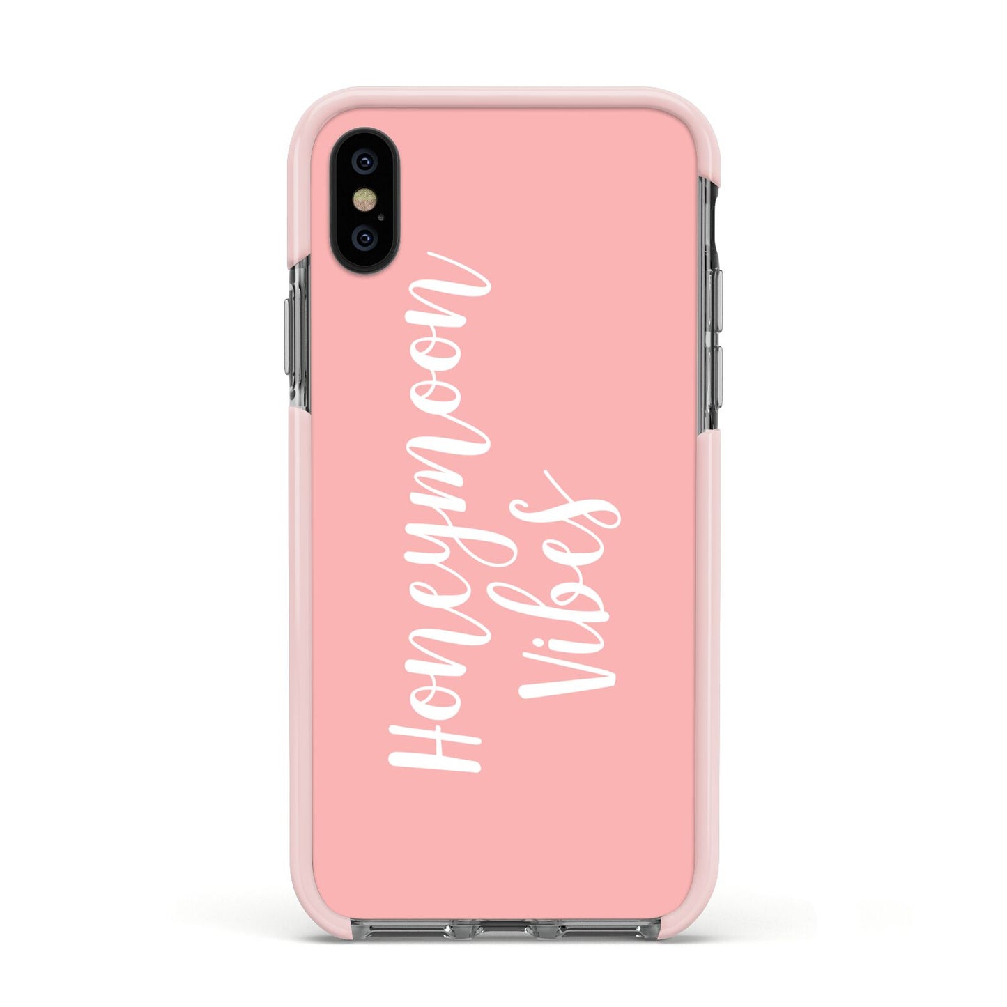 Honeymoon Vibes Apple iPhone Xs Impact Case Pink Edge on Black Phone