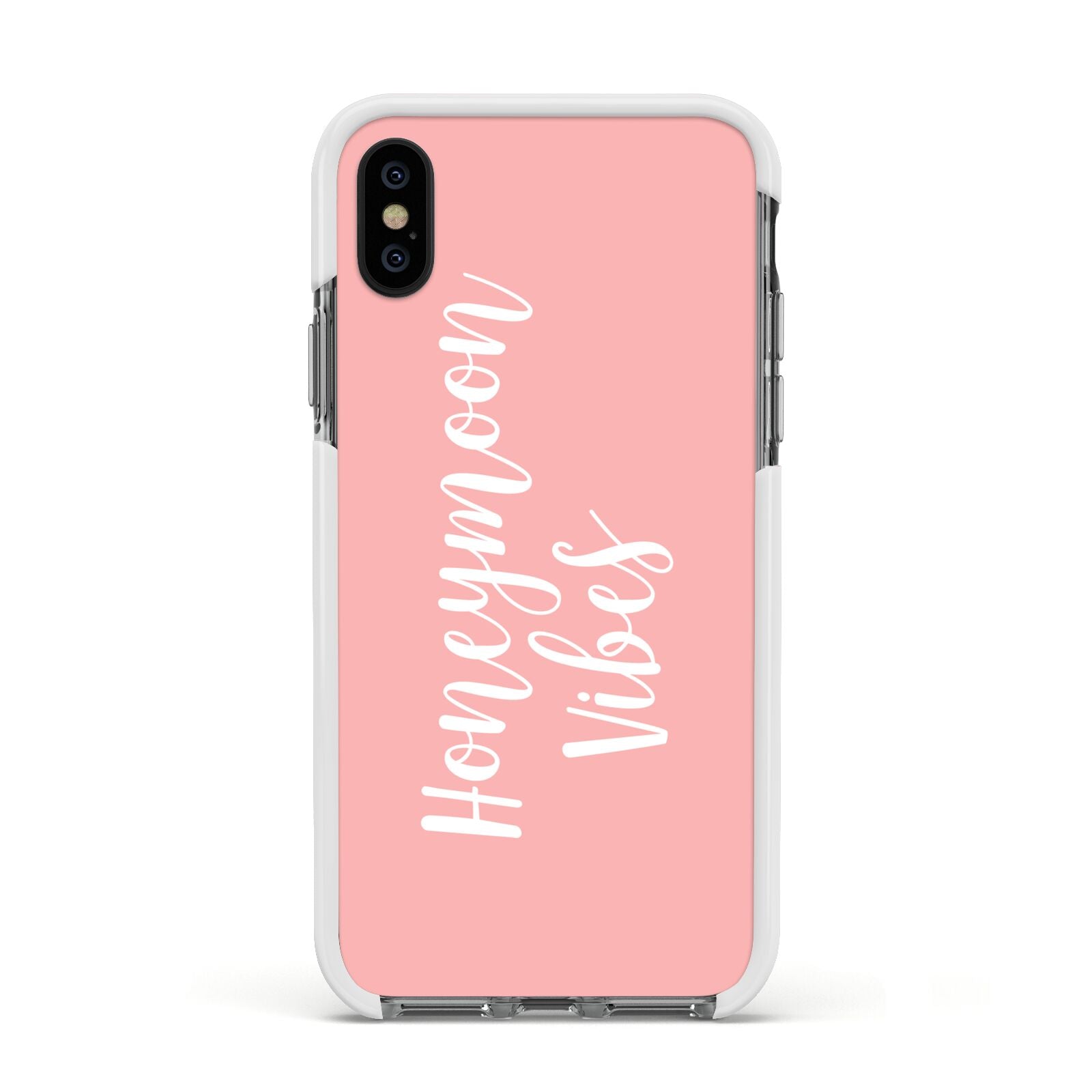 Honeymoon Vibes Apple iPhone Xs Impact Case White Edge on Black Phone