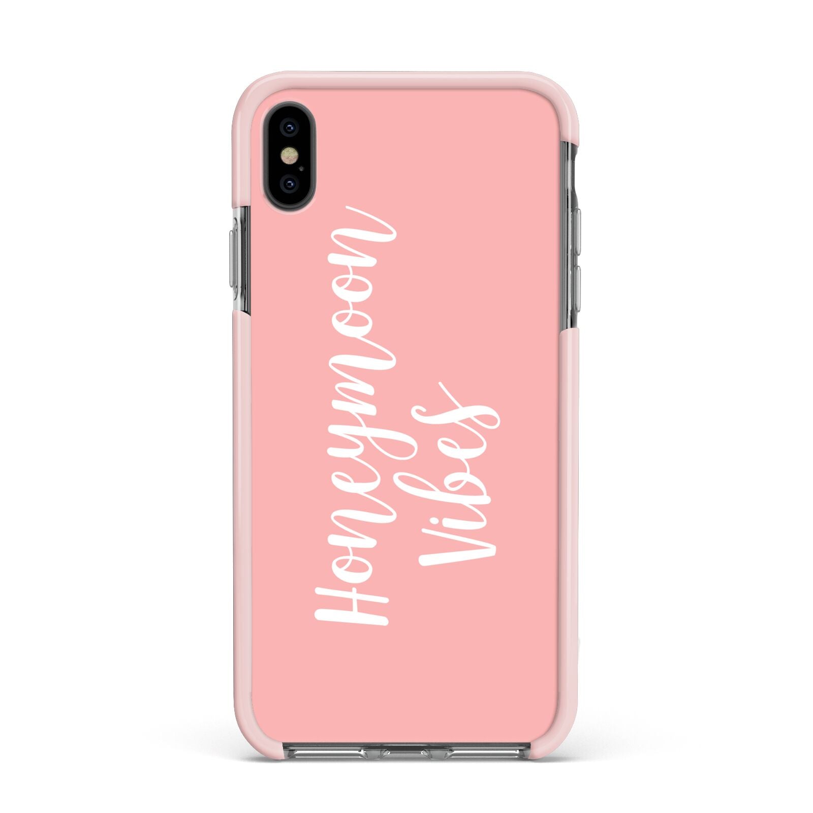 Honeymoon Vibes Apple iPhone Xs Max Impact Case Pink Edge on Black Phone