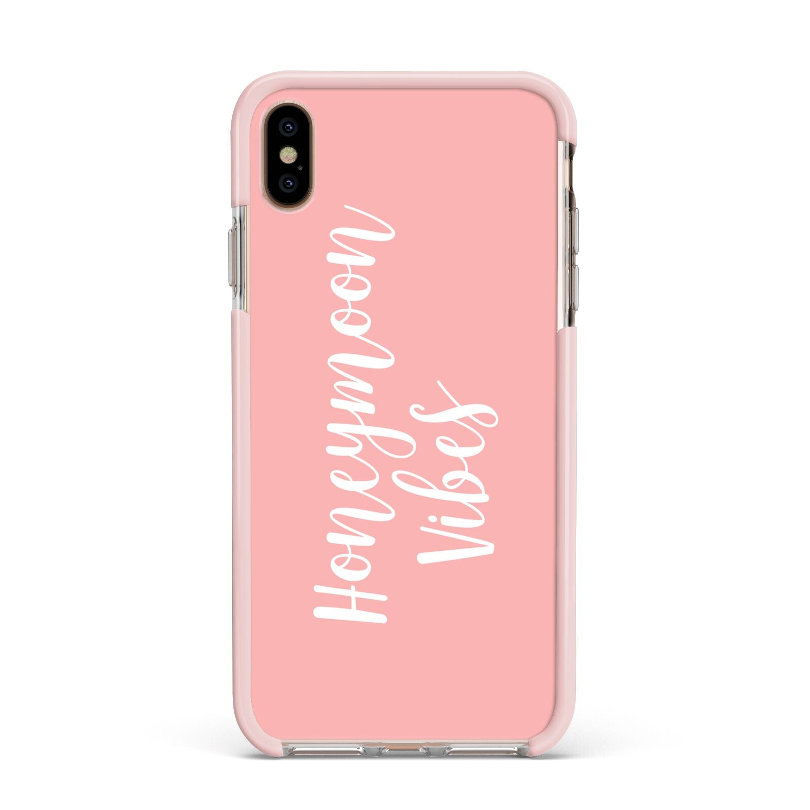 Honeymoon Vibes Apple iPhone Xs Max Impact Case Pink Edge on Gold Phone