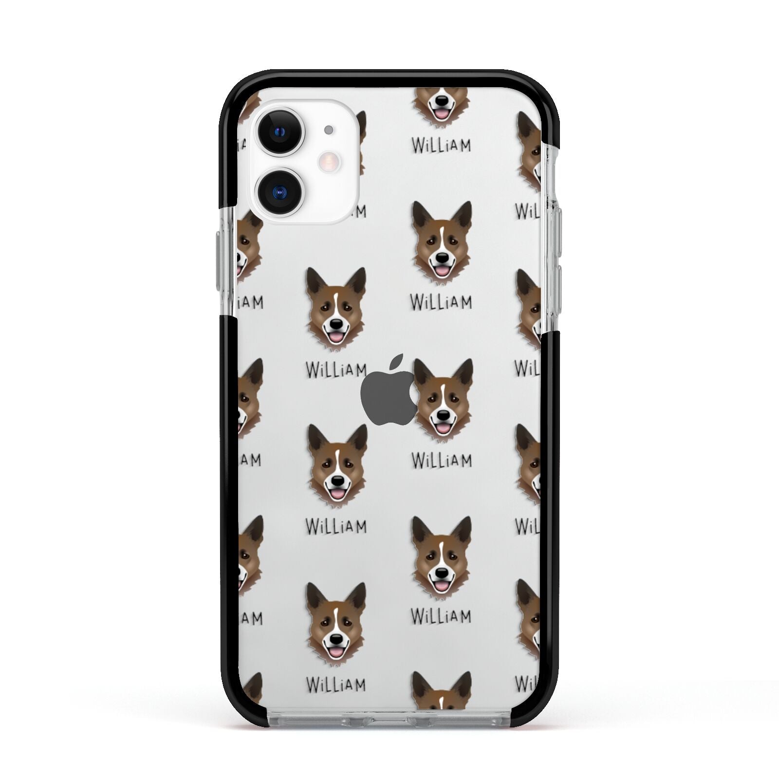 Horgi Icon with Name Apple iPhone 11 in White with Black Impact Case