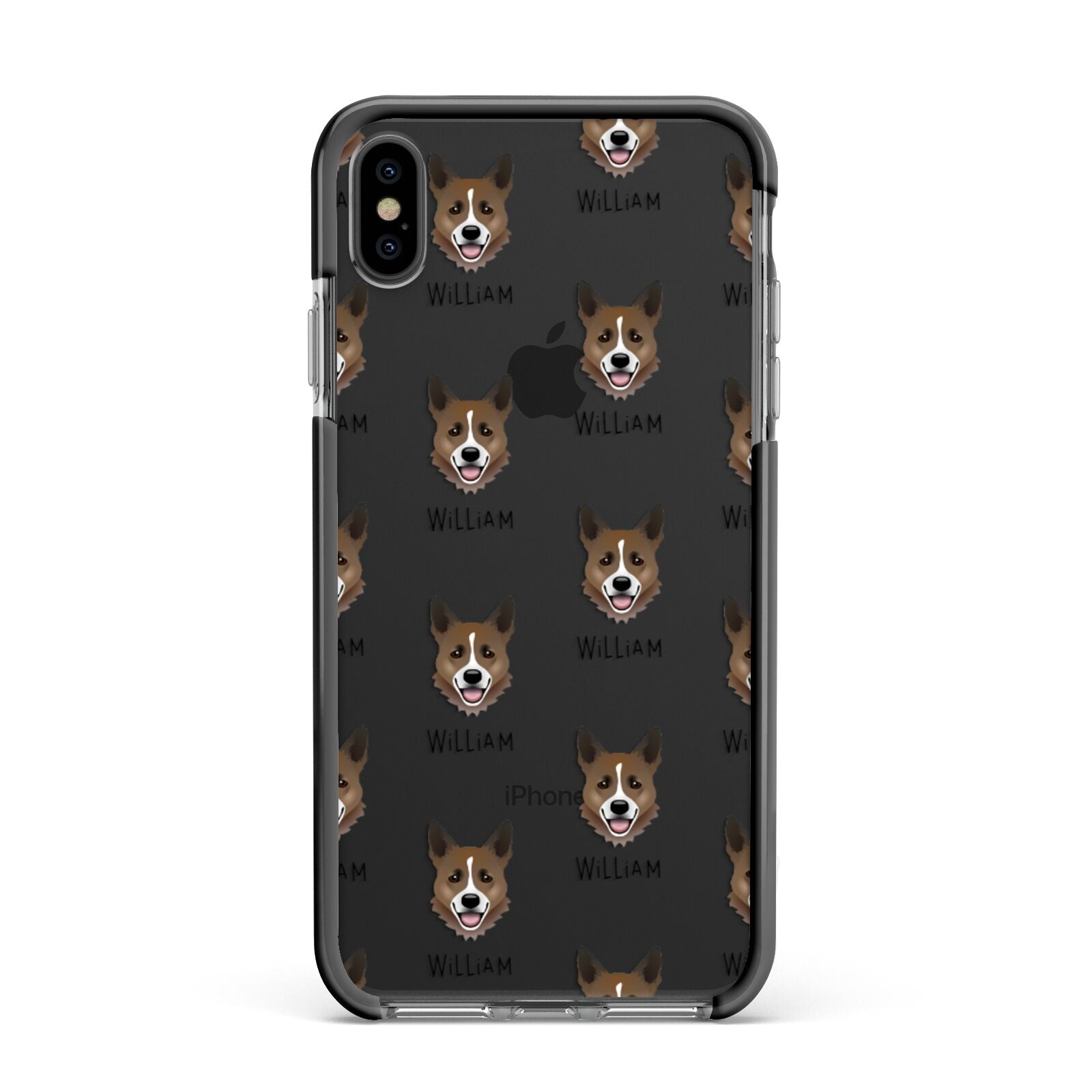 Horgi Icon with Name Apple iPhone Xs Max Impact Case Black Edge on Black Phone