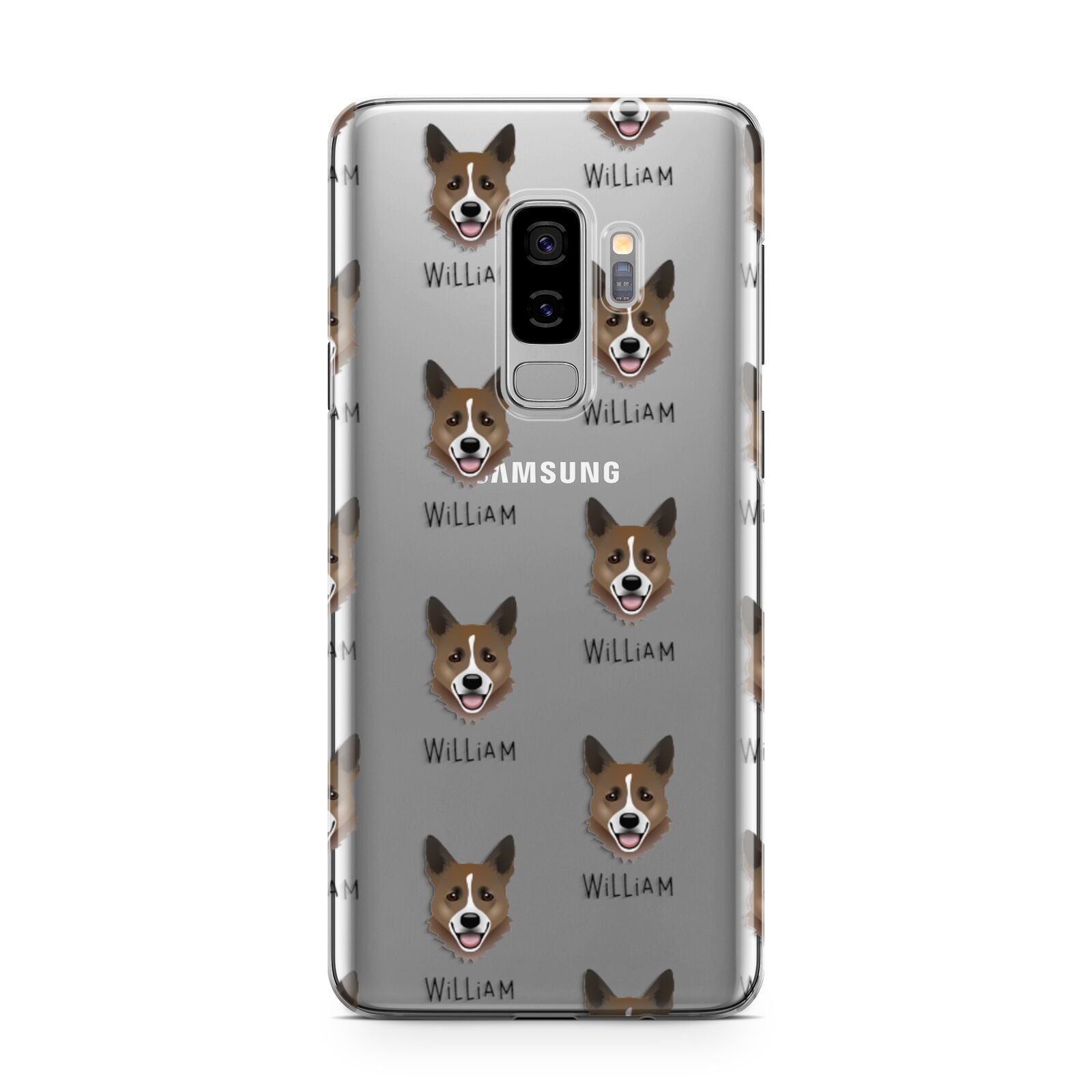Horgi Icon with Name Samsung Galaxy S9 Plus Case on Silver phone
