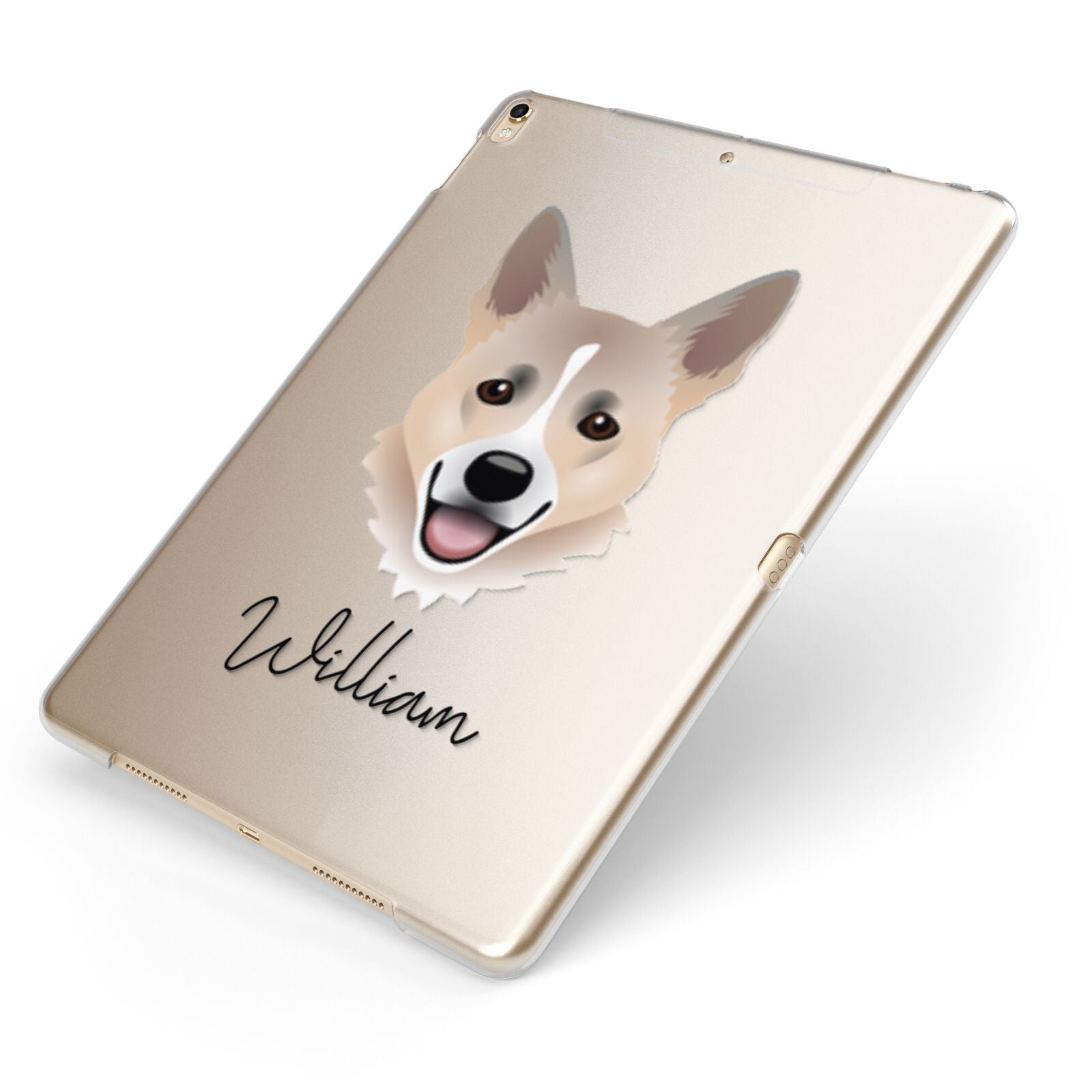 Horgi Personalised Apple iPad Case on Gold iPad Side View