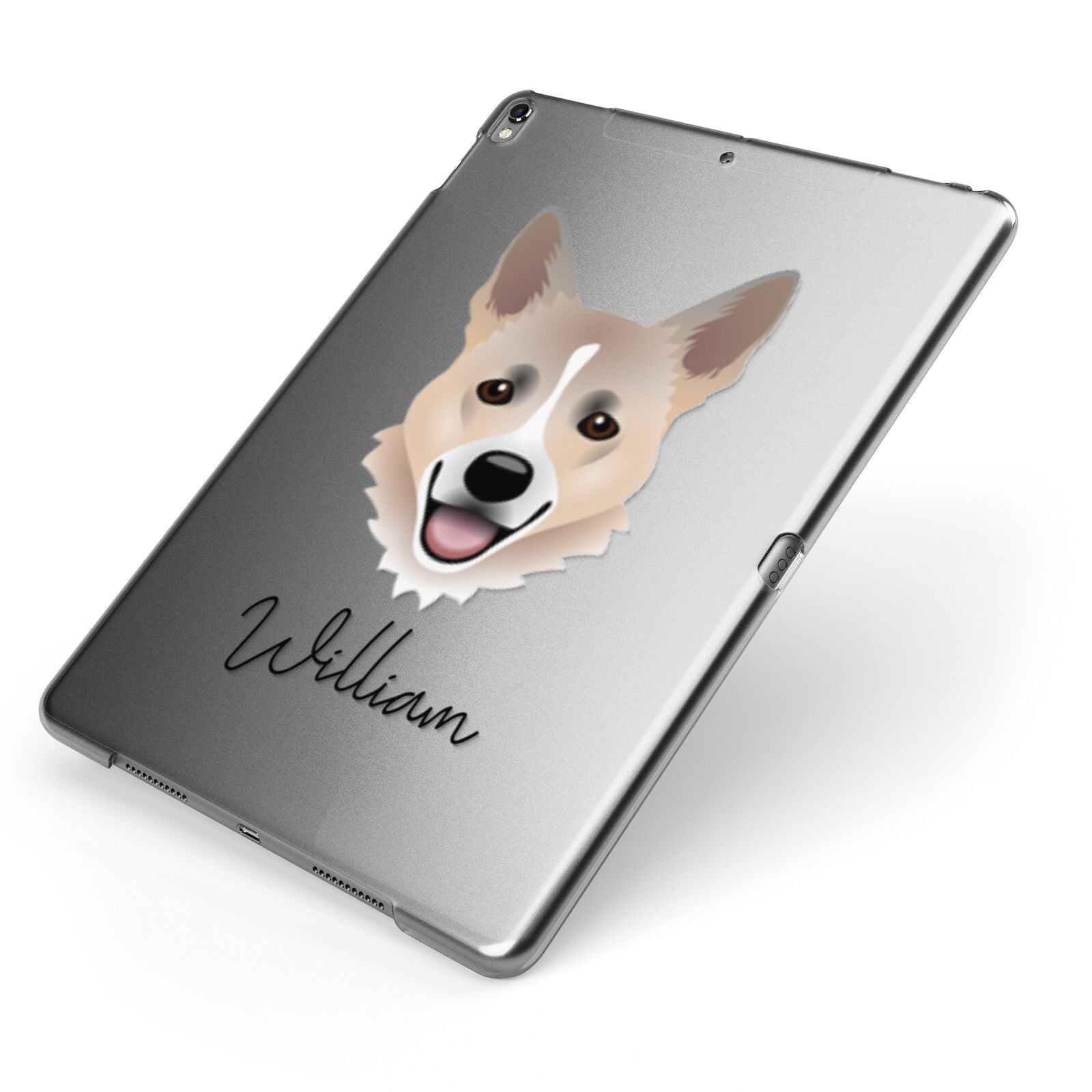 Horgi Personalised Apple iPad Case on Grey iPad Side View