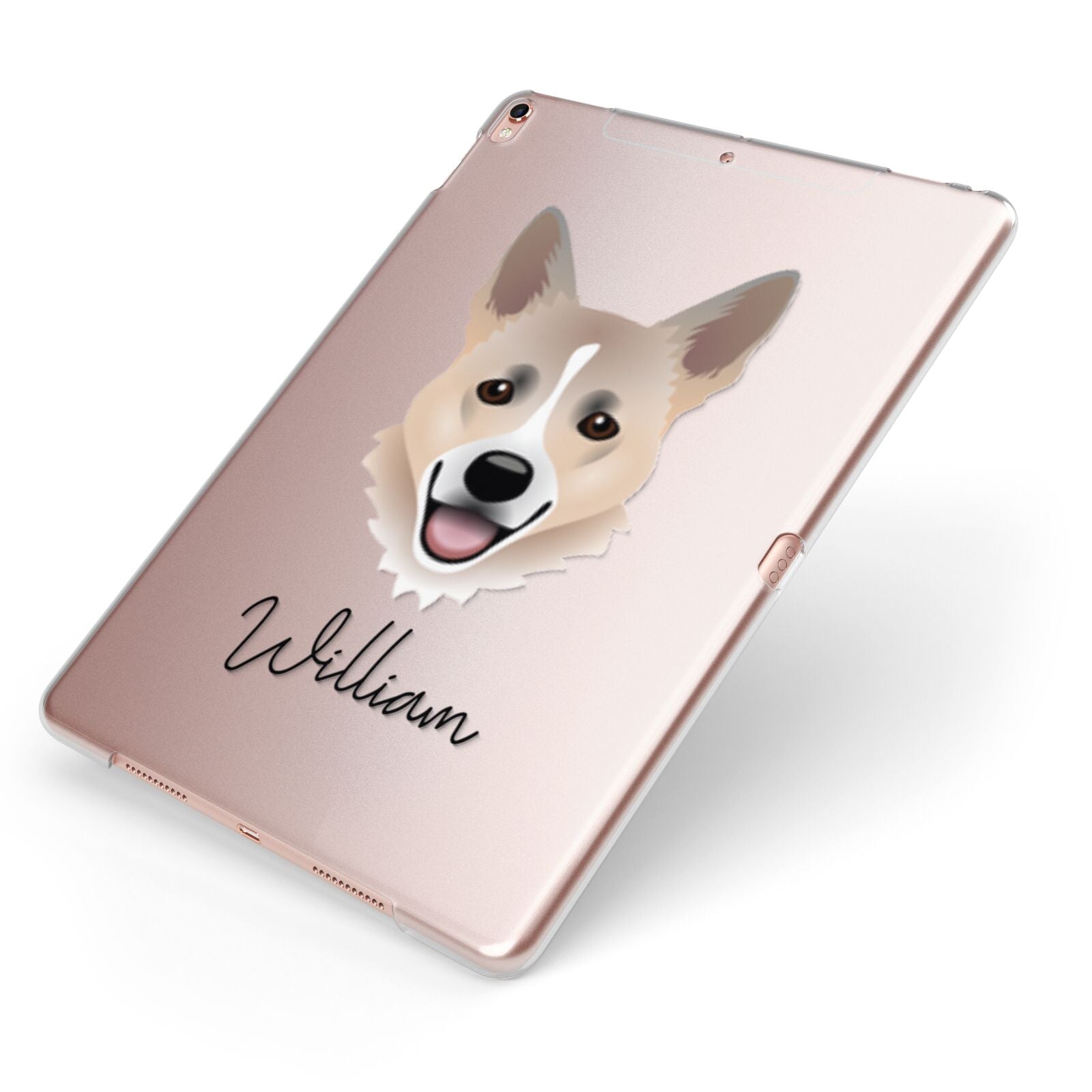 Horgi Personalised Apple iPad Case on Rose Gold iPad Side View