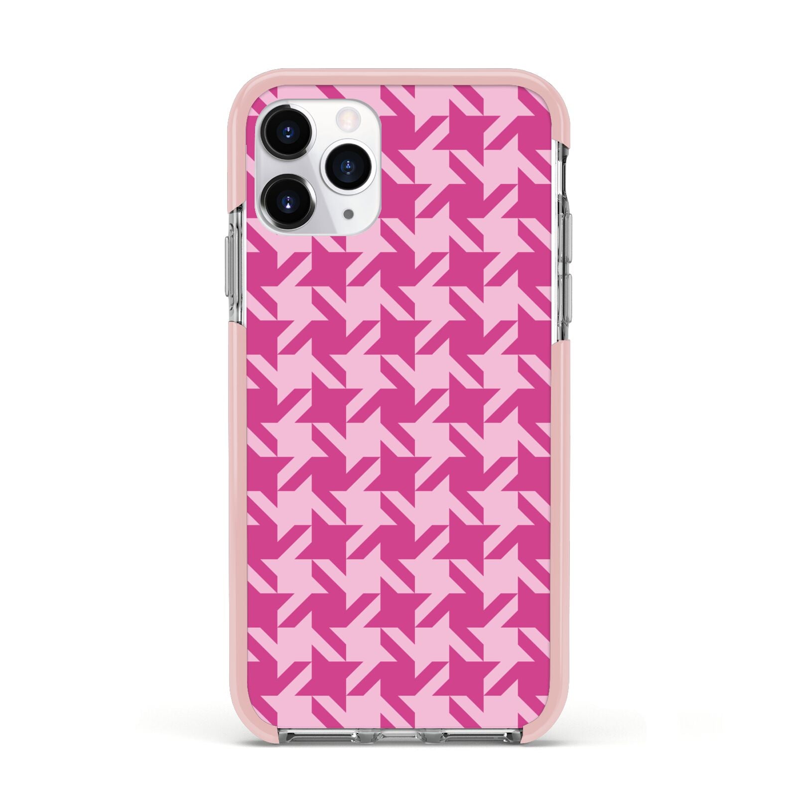 Houndstooth Apple iPhone 11 Pro in Silver with Pink Impact Case