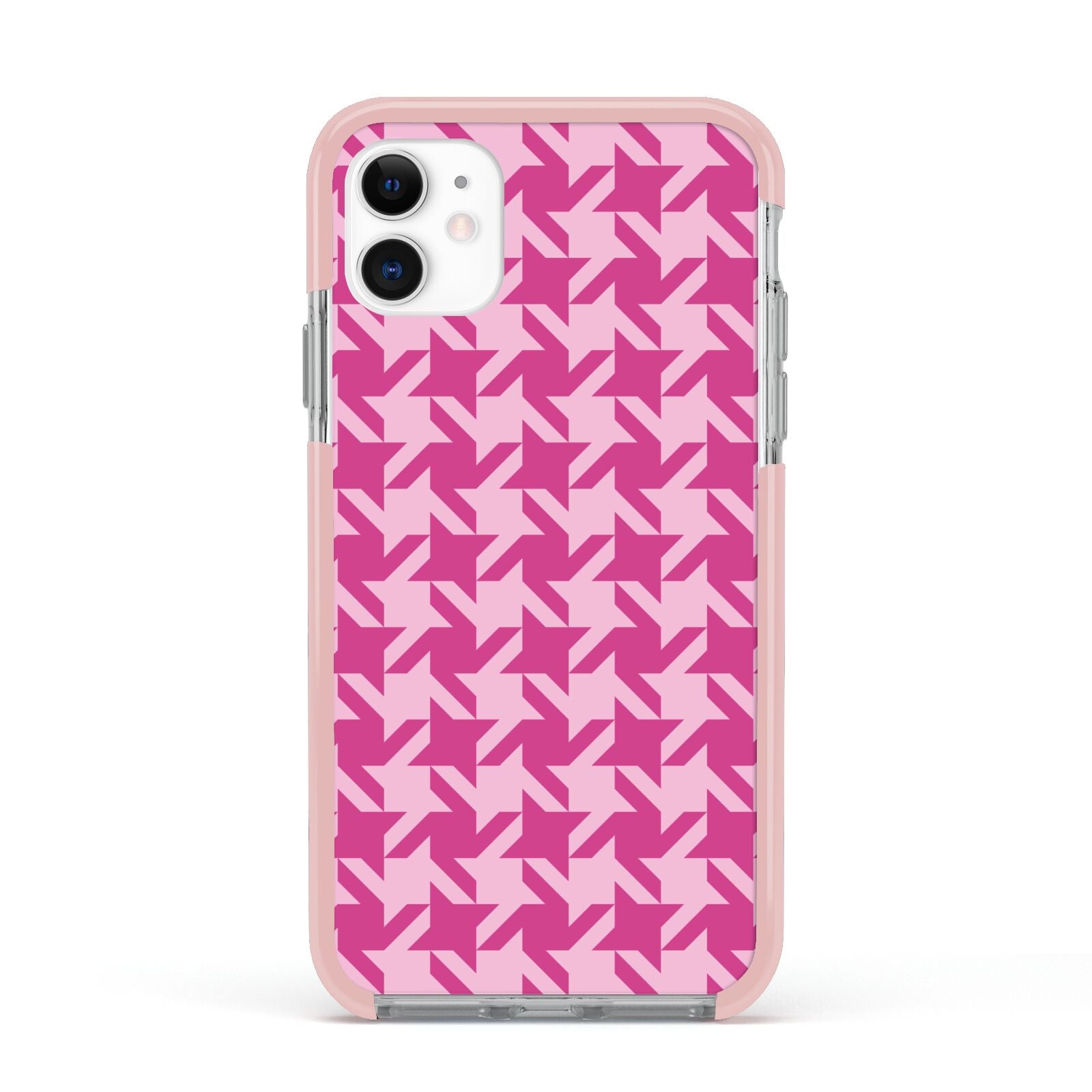 Houndstooth Apple iPhone 11 in White with Pink Impact Case