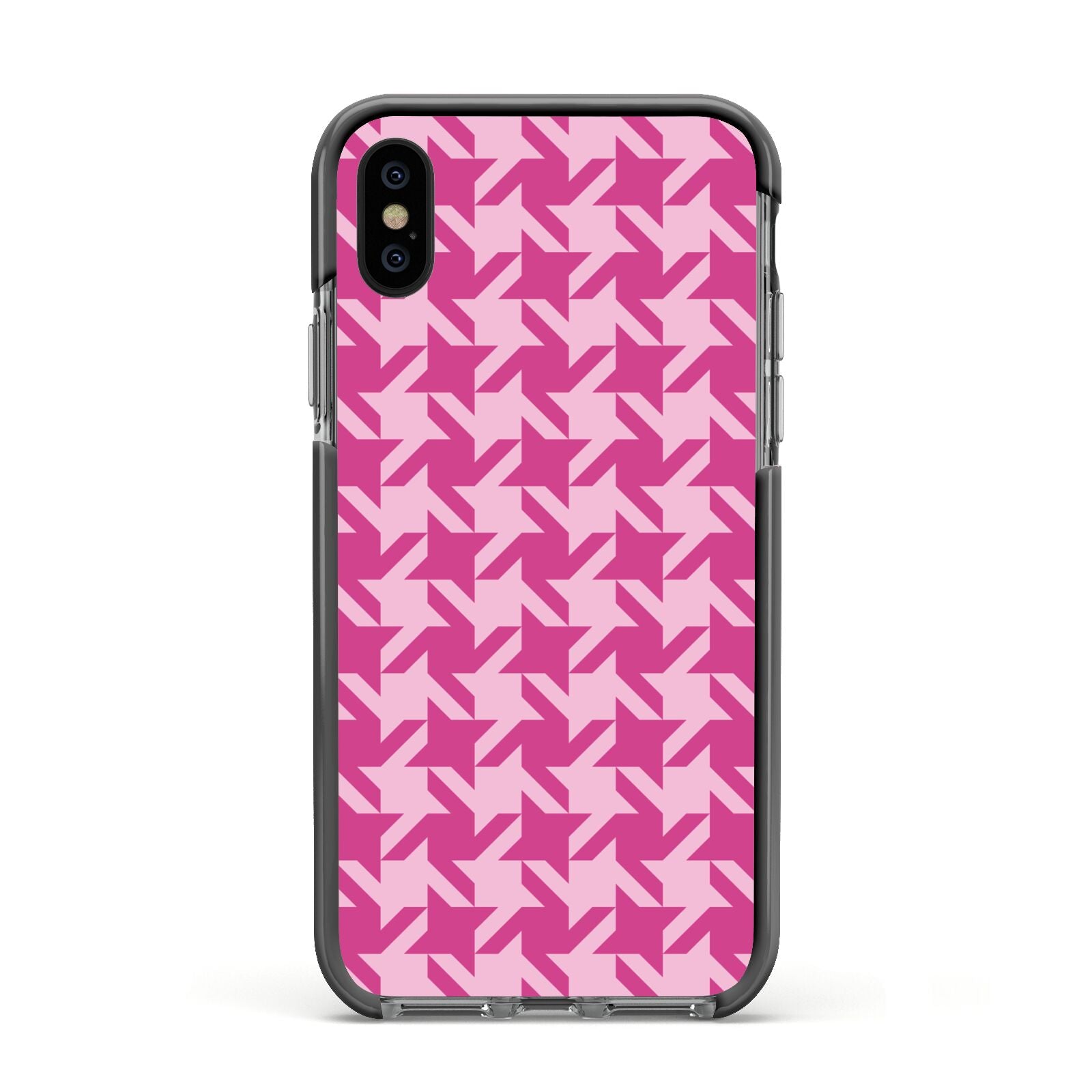 Houndstooth Apple iPhone Xs Impact Case Black Edge on Black Phone