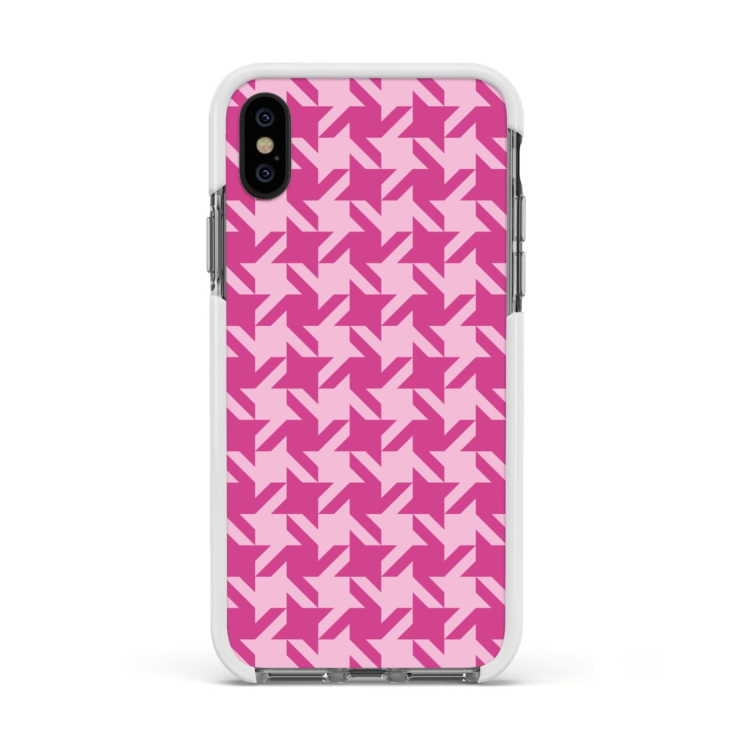 Houndstooth Apple iPhone Xs Impact Case White Edge on Black Phone