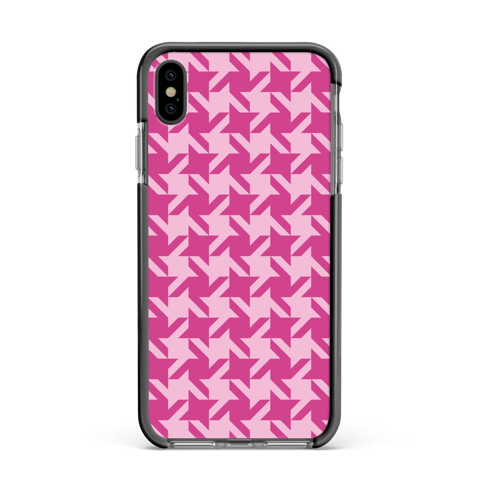 Houndstooth Apple iPhone Xs Max Impact Case Black Edge on Black Phone