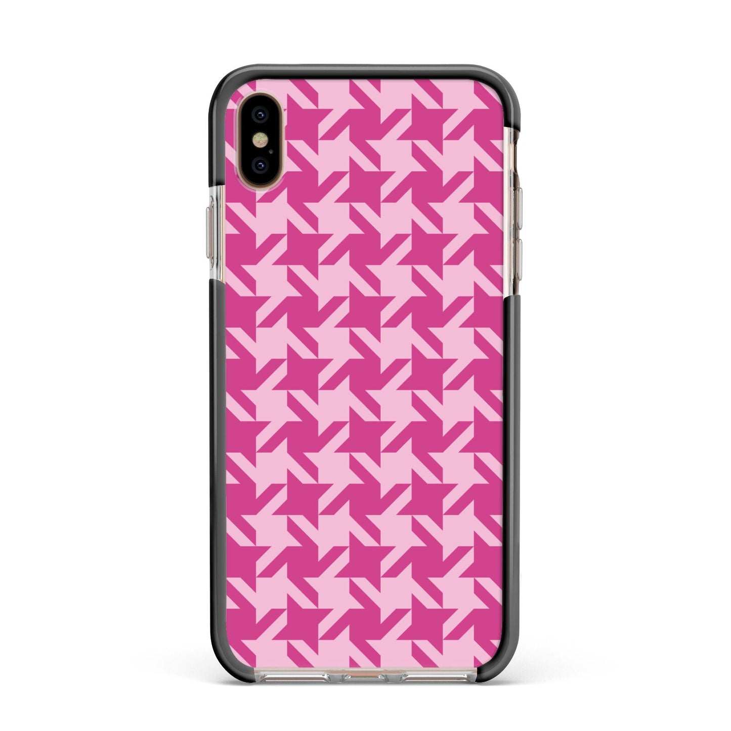 Houndstooth Apple iPhone Xs Max Impact Case Black Edge on Gold Phone