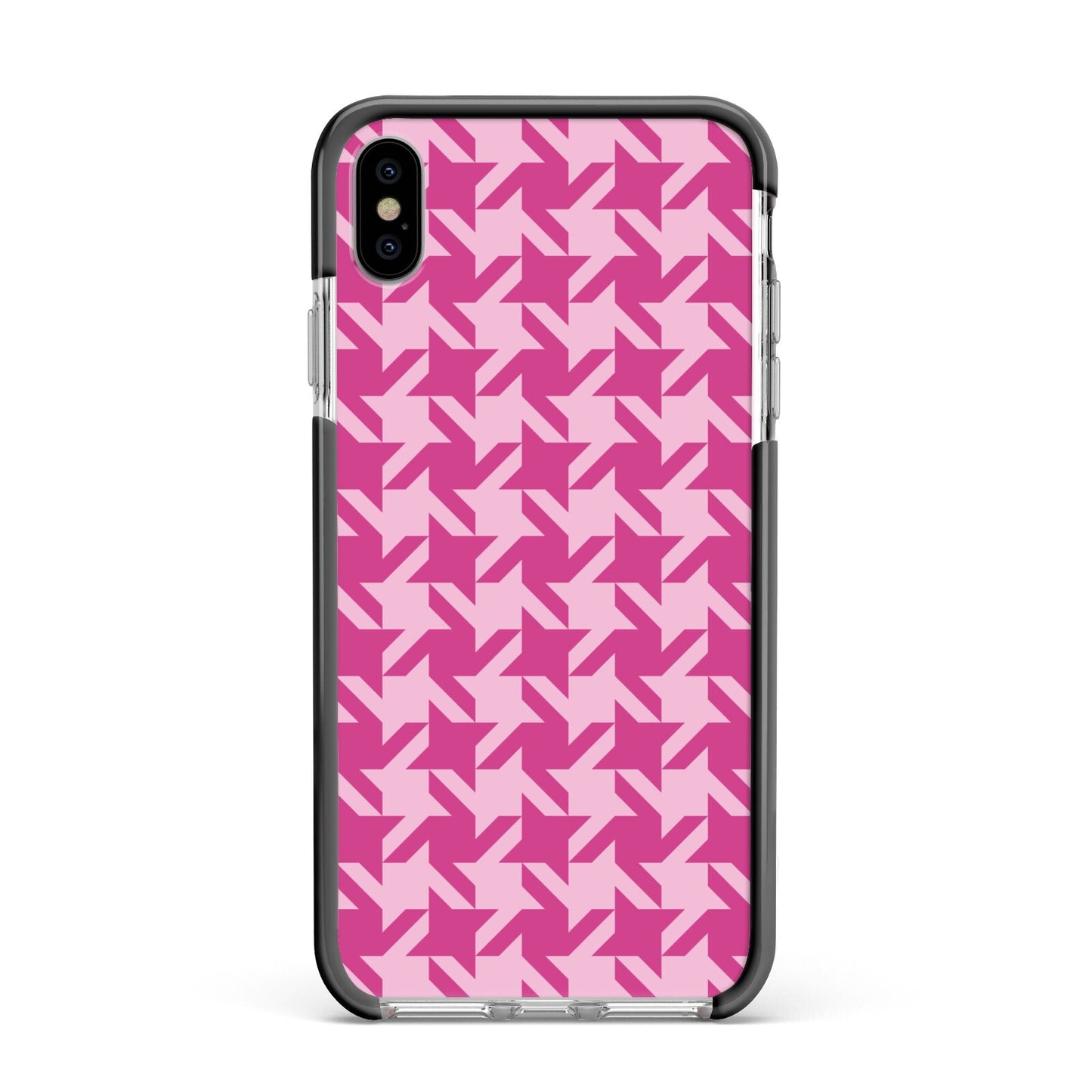 Houndstooth Apple iPhone Xs Max Impact Case Black Edge on Silver Phone