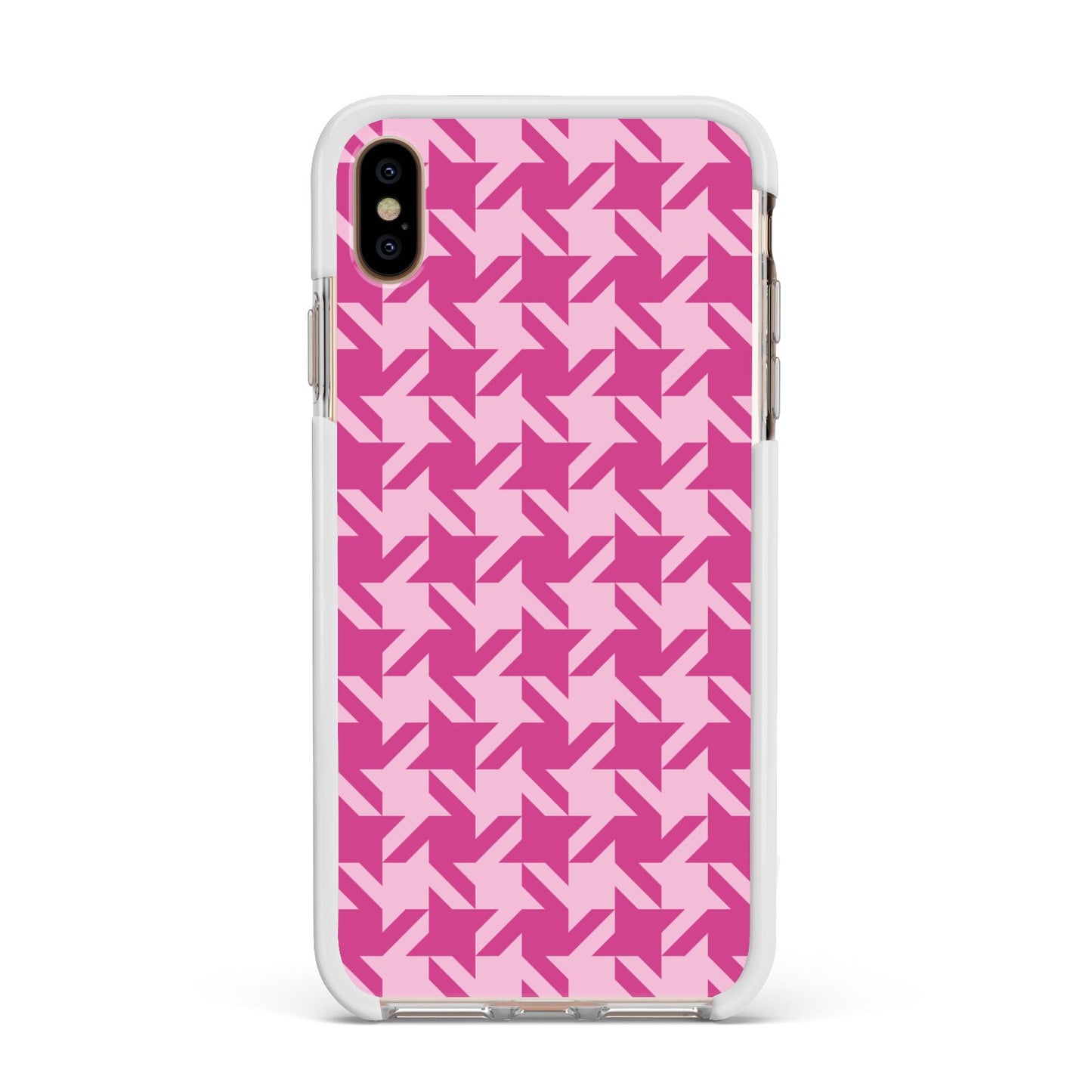 Houndstooth Apple iPhone Xs Max Impact Case White Edge on Gold Phone