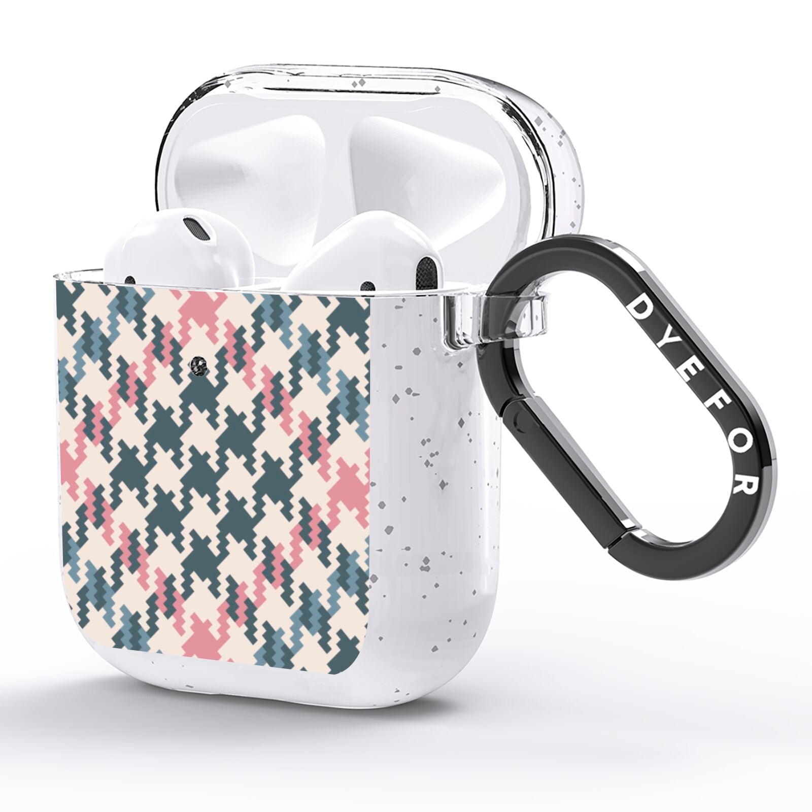 Houndstooth Fabric Effect AirPods Glitter Case Side Image