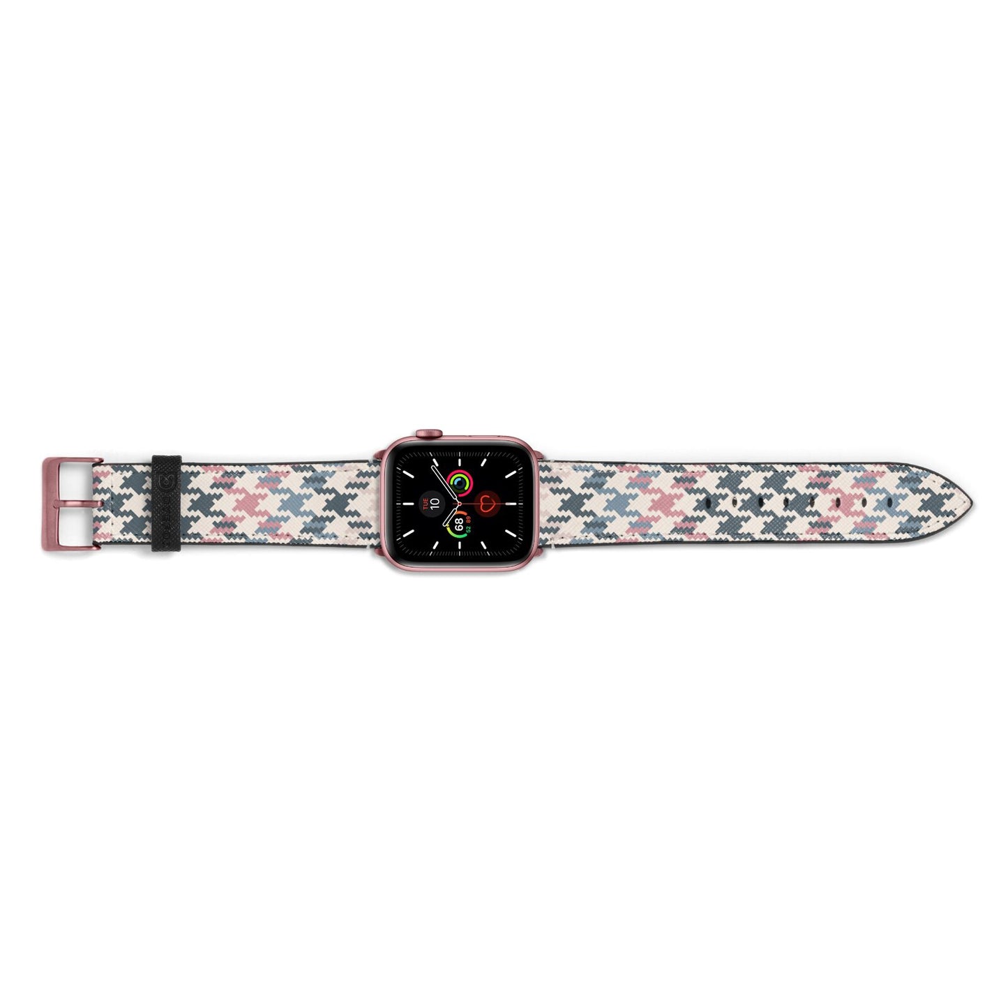 Houndstooth Fabric Effect Apple Watch Strap Landscape Image Rose Gold Hardware