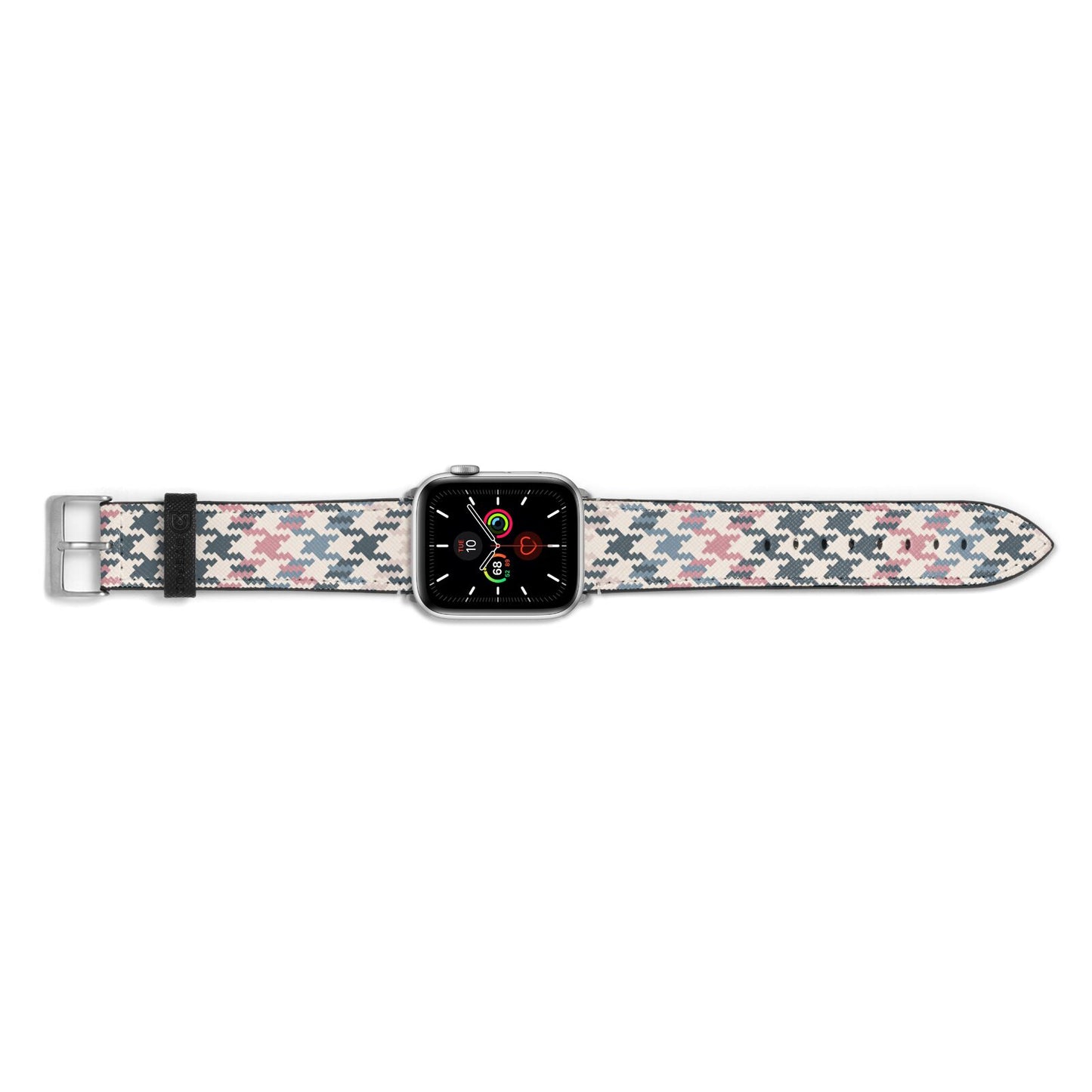 Houndstooth Fabric Effect Apple Watch Strap Landscape Image Silver Hardware