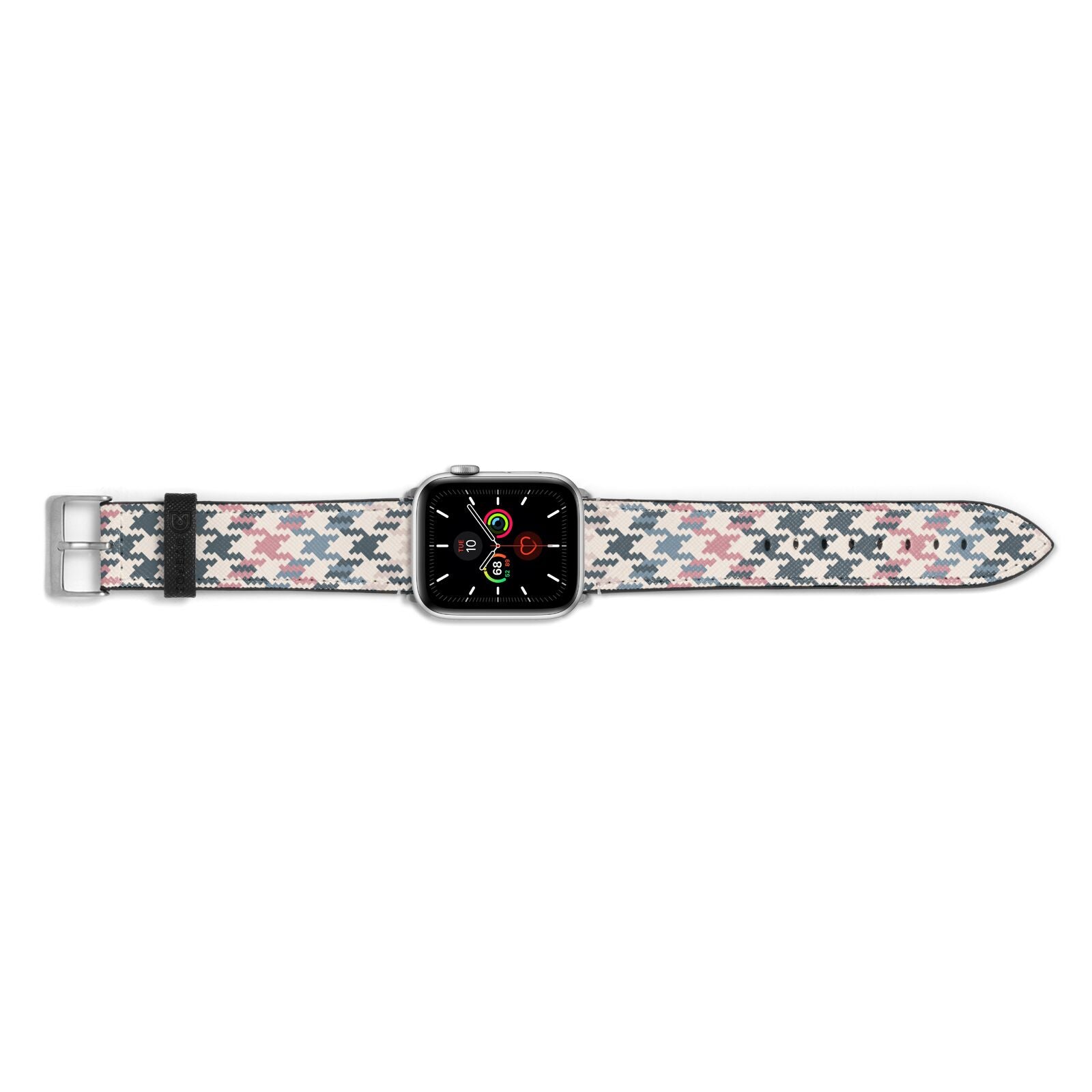 Houndstooth Fabric Effect Apple Watch Strap Landscape Image Silver Hardware