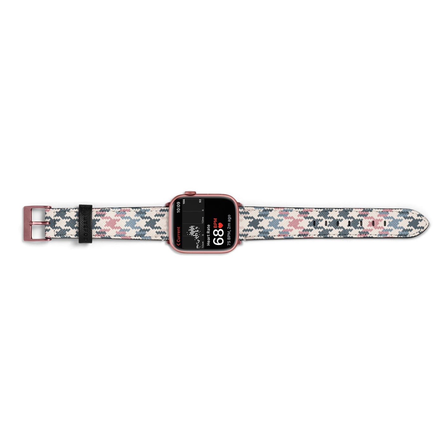 Houndstooth Fabric Effect Apple Watch Strap Size 38mm Landscape Image Rose Gold Hardware