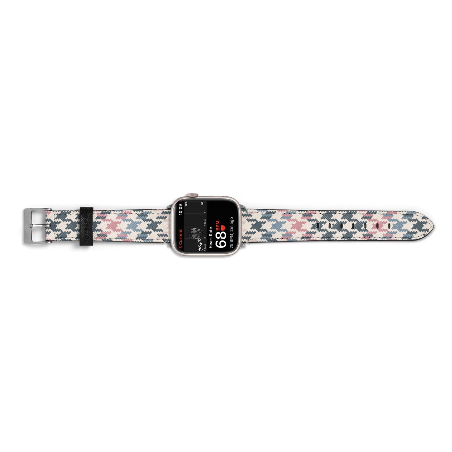 Houndstooth Fabric Effect Apple Watch Strap Size 38mm Landscape Image Silver Hardware