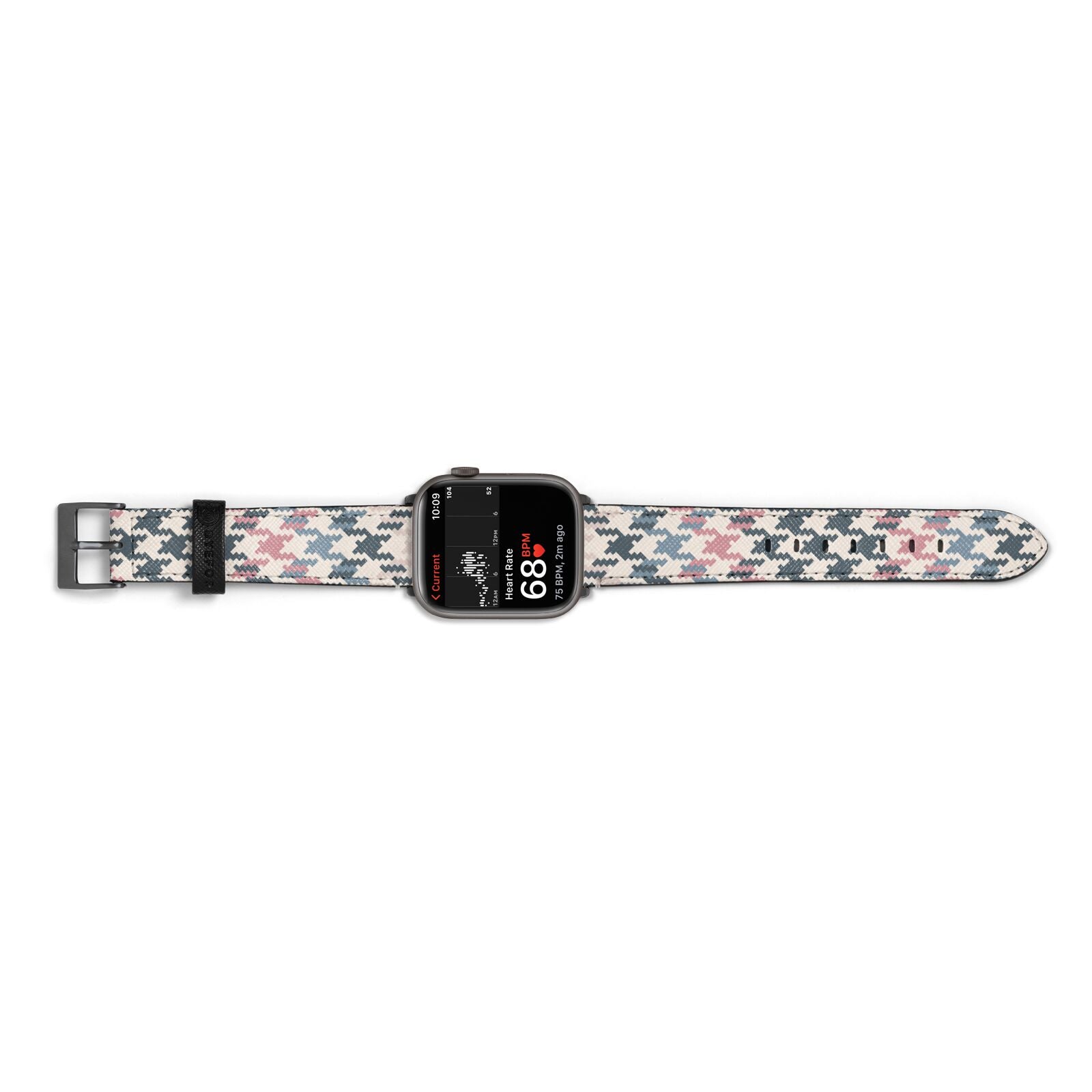 Houndstooth Fabric Effect Apple Watch Strap Size 38mm Landscape Image Space Grey Hardware